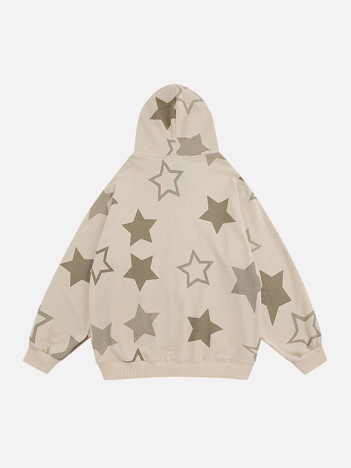 TALISHKO Star Print Zipper Hoodie