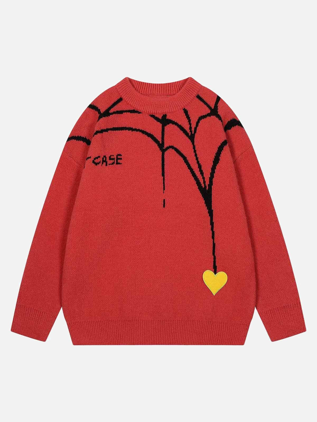 TALISHKO Spider&Heart Knit Crew Neck Sweater
