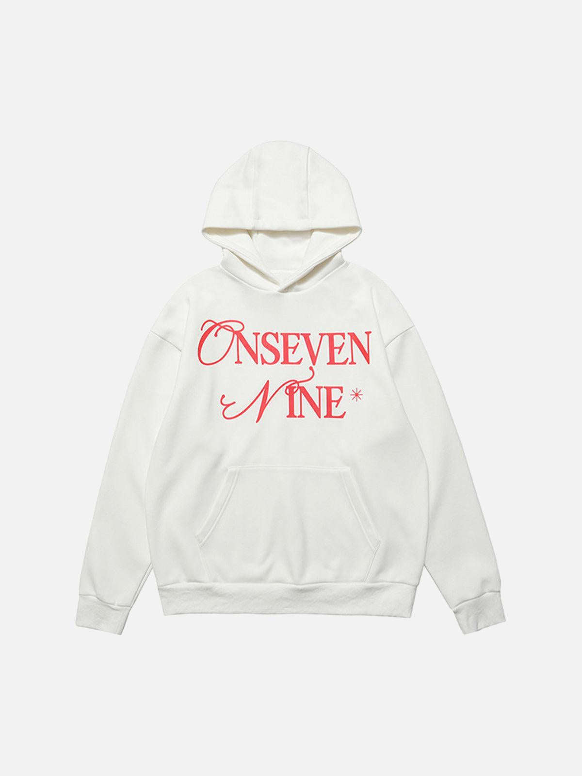 TALISHKO Basic Letter Print Fleece Hoodie