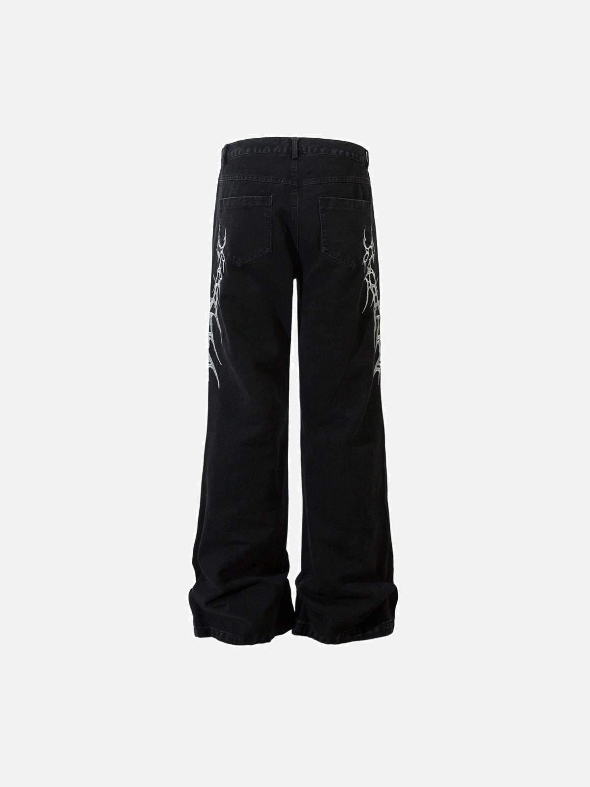 TALISHKO Thorn Embroidered Straight-Leg Jeans