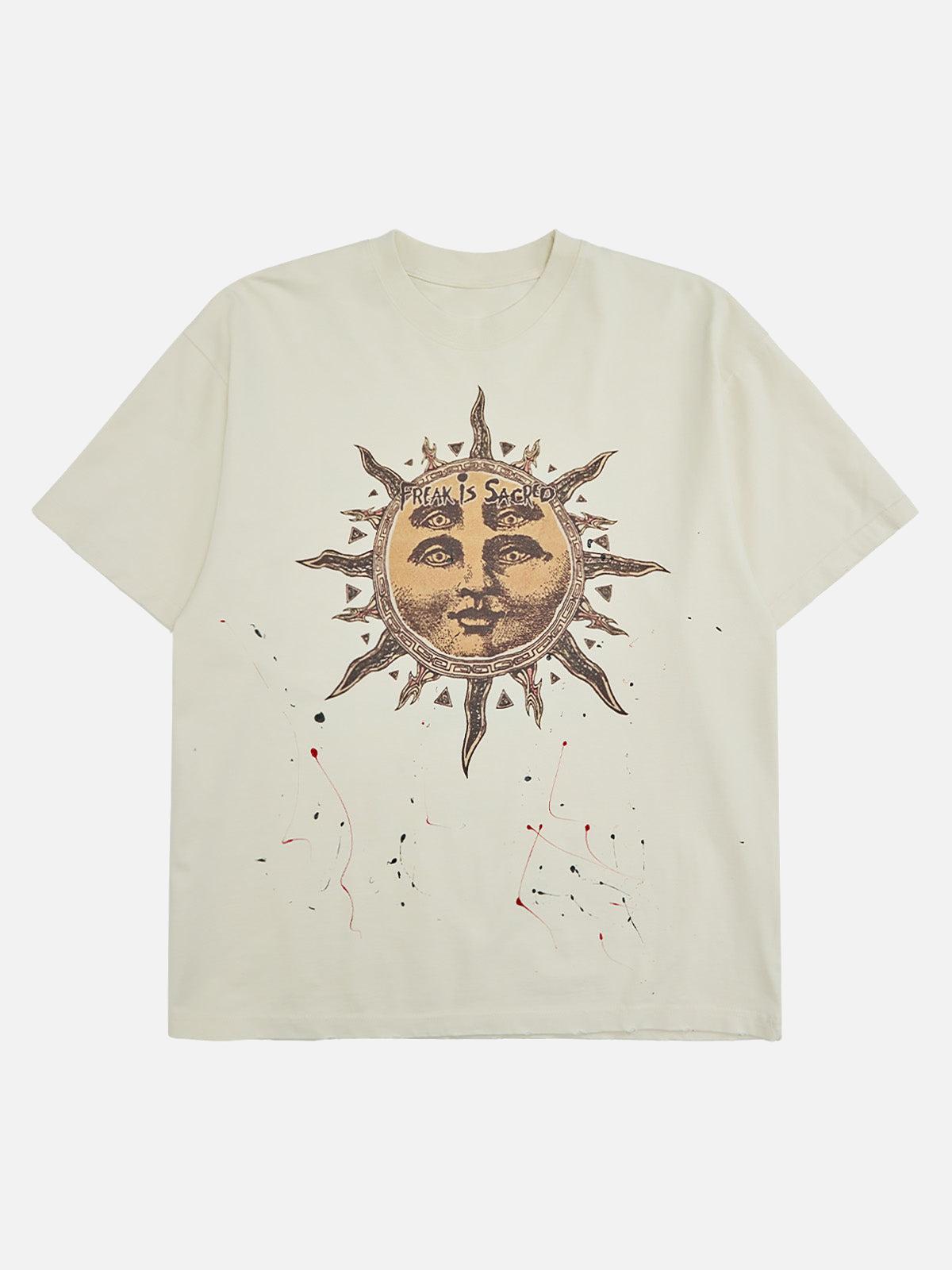 TALISHKO Ink-Splashed Sun God Worn T-Shirt