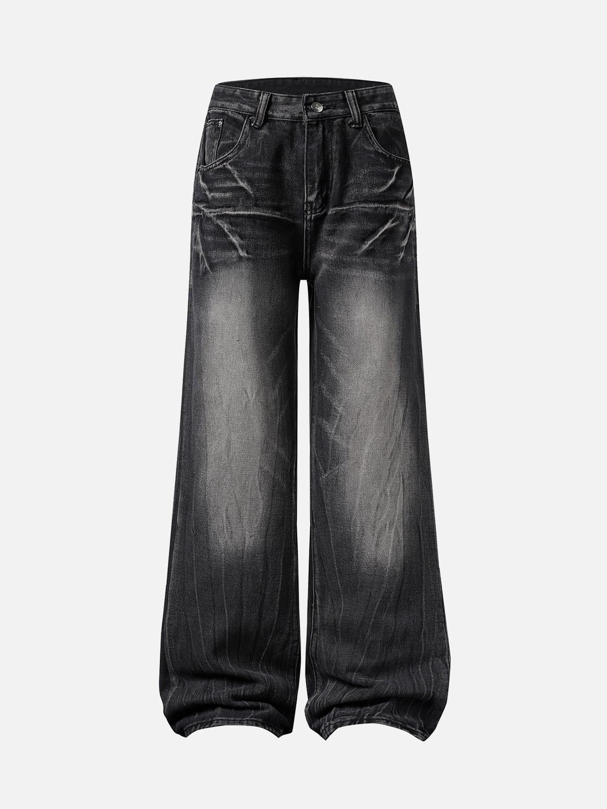 TALISHKO Washed Distressed Straight Jeans
