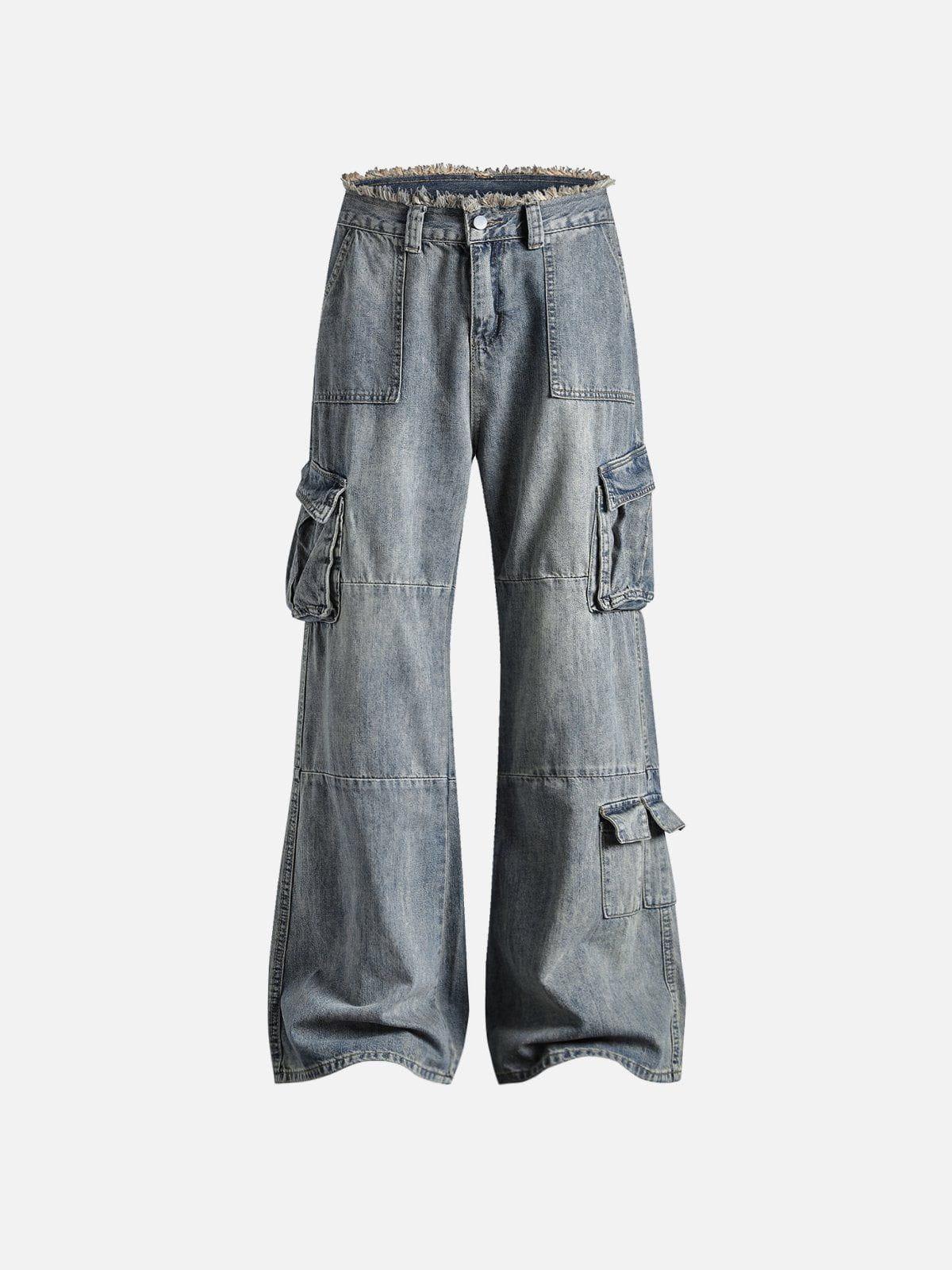 TALISHKO Fringe Washed Multi Pocket Jeans
