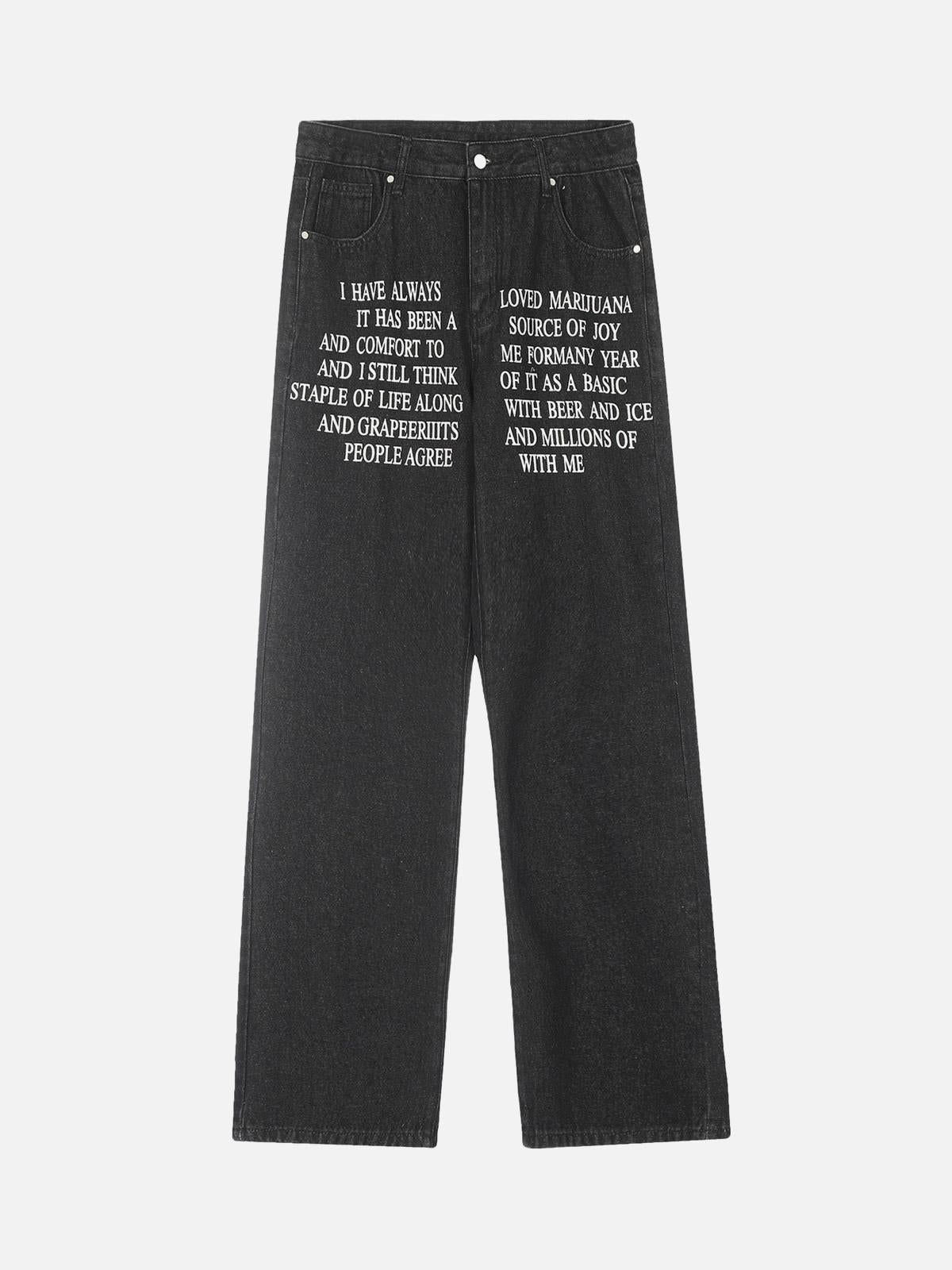 TALISHKO Letter Embroidery Hip-Hop Washed Jeans