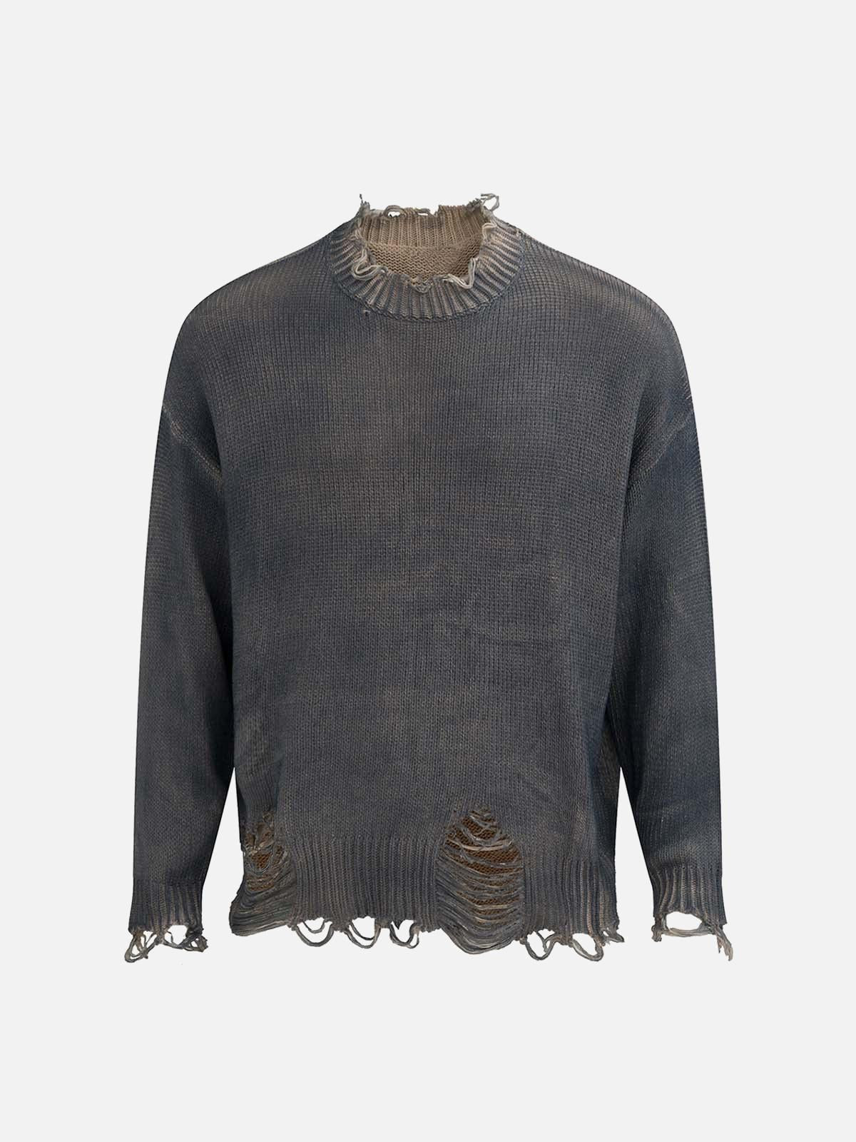 TALISHKO Distressed Ripped Two-Piece Oversized Pullover Sweater