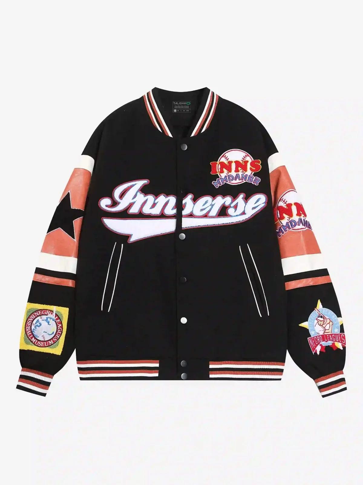 TALISHKO Street Patchwork Embroidered Baseball Jacket