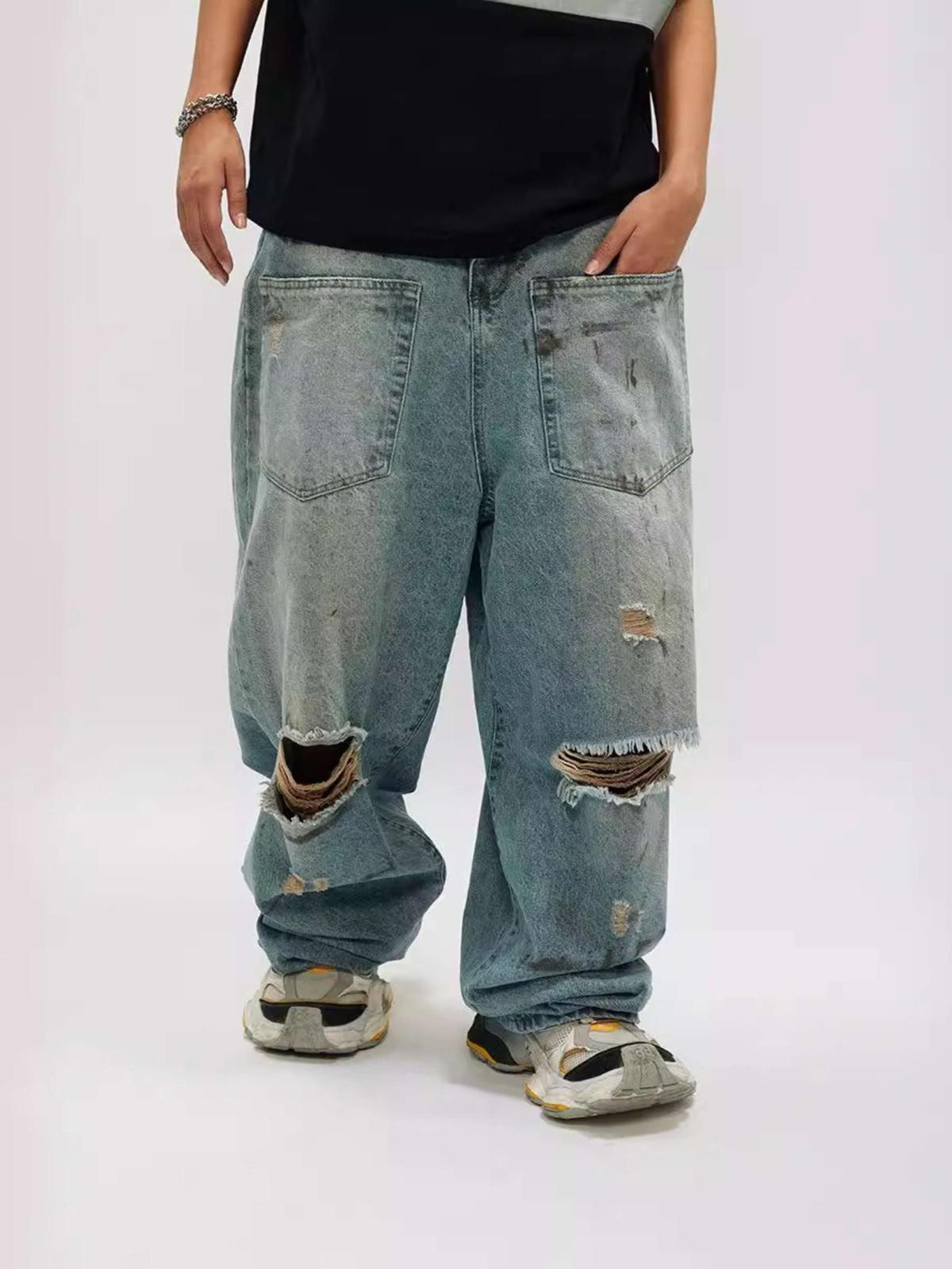 TALISHKO Reverse Pocket Ripped Jeans
