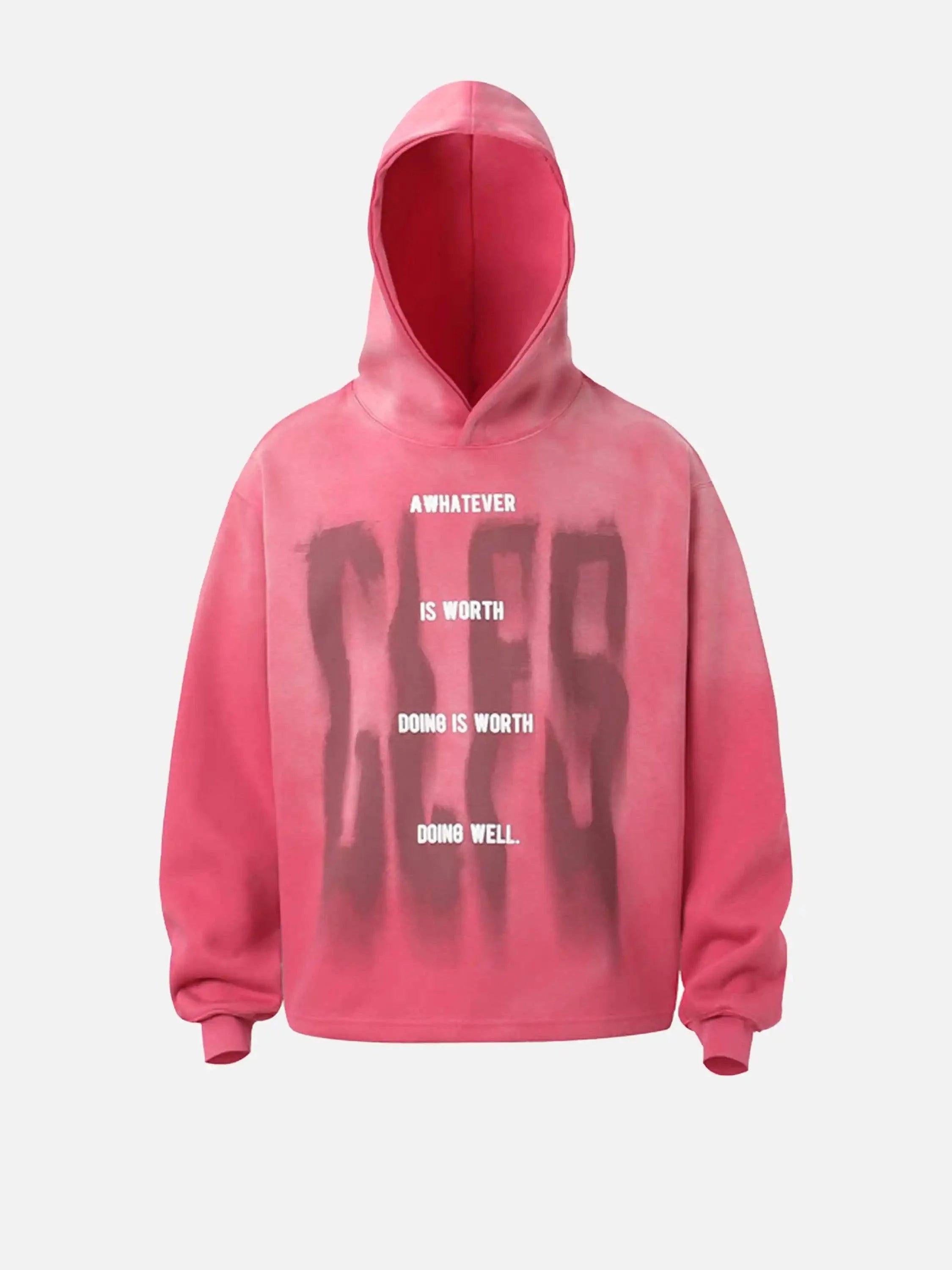 TALISHKO Graffiti Letter Gradient Distressed Hip-Hop Hoodie