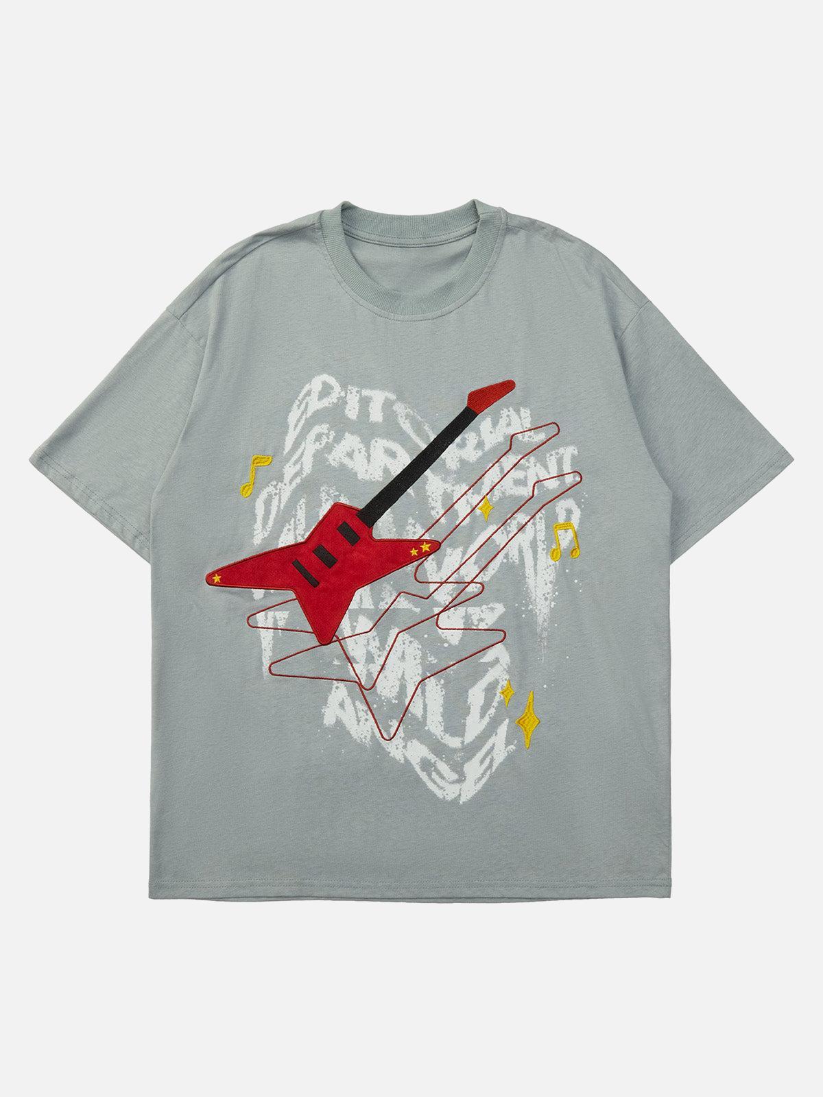 TALISHKO High Street Embroidered Letters Creative Printed T-Shirt