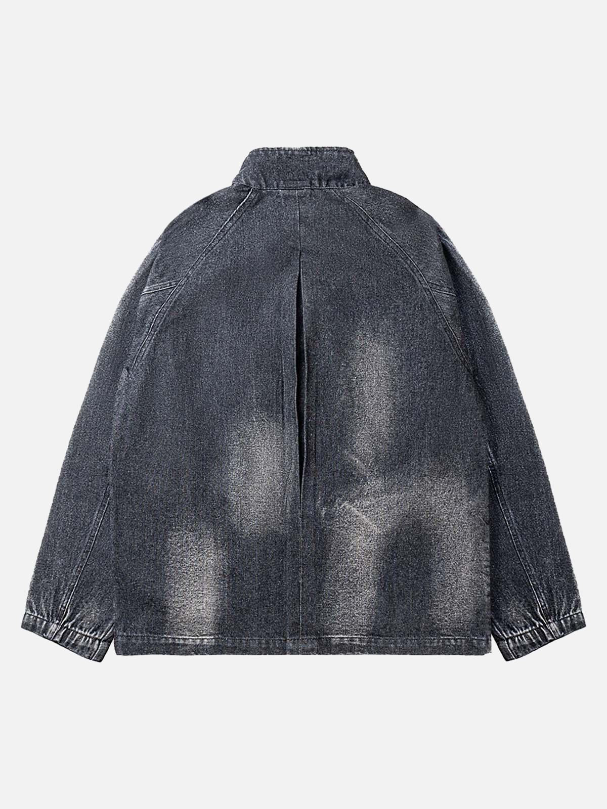 TALISHKO Washed Distressed Denim Jacket