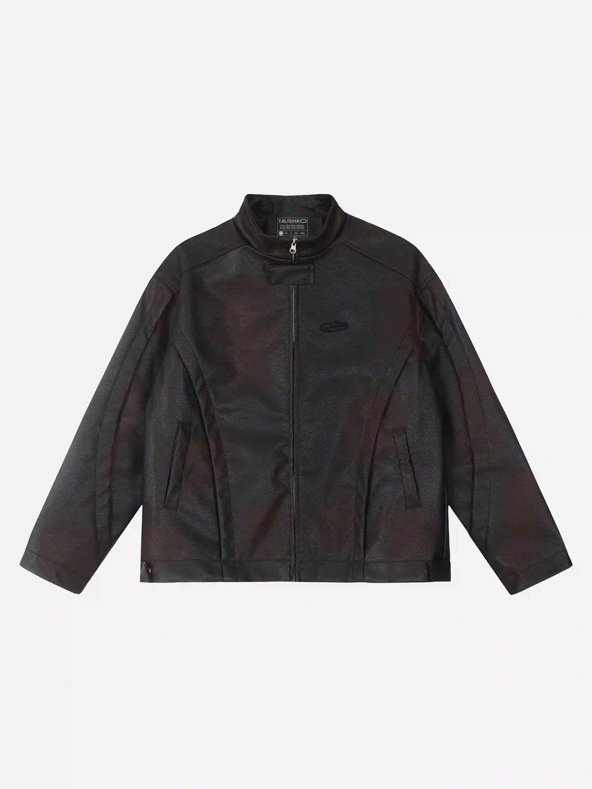 TALISHKO American Style 3D Embroidery Spray Color Motorcycle Jacket