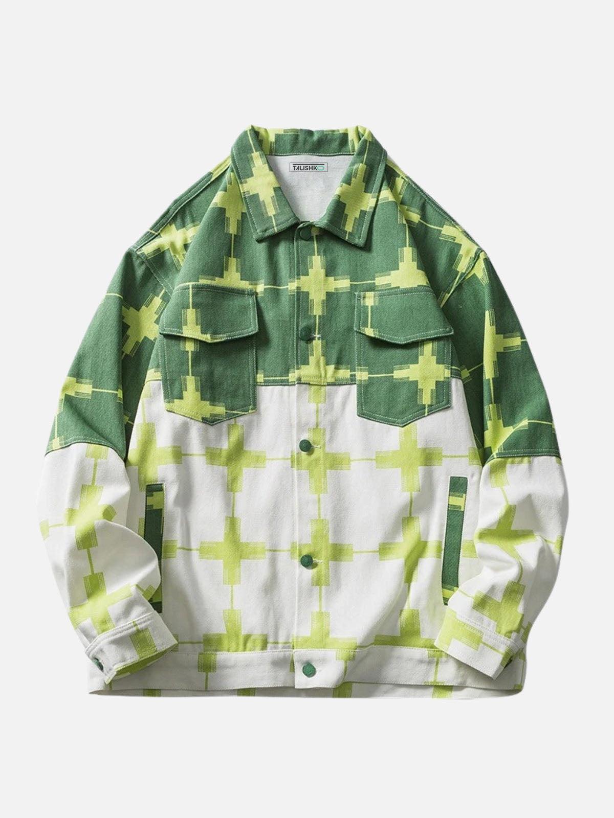 TALISHKO Color Block Patchwork Denim Jacket
