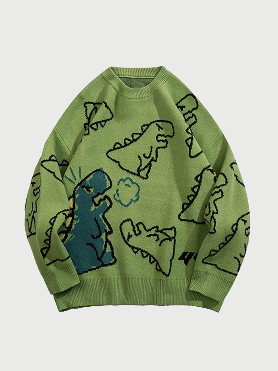 TALISHKO Cartoon Dinosaur Printed Sweater