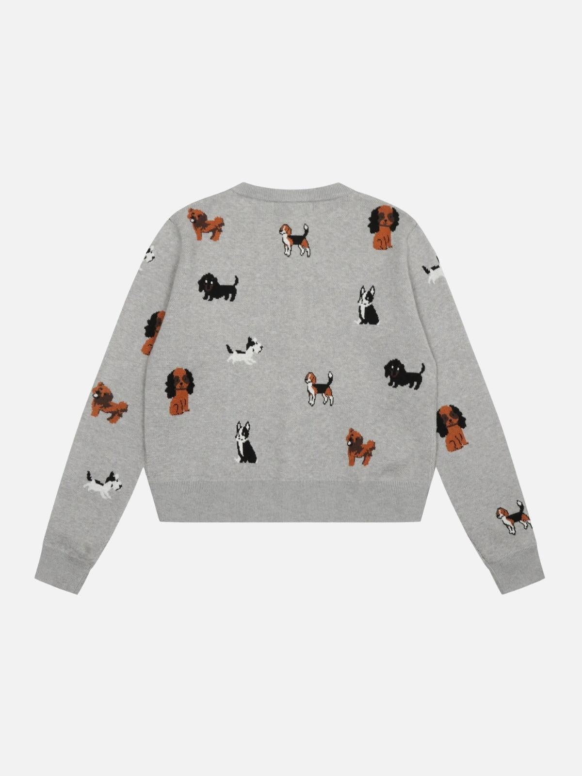 TALISHKO Vintage Puppy Embroidery Knit Cardigan