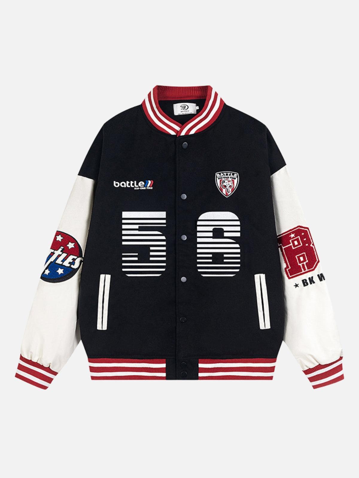 TALISHKO Number 56 Embroidered PU Baseball Jacket