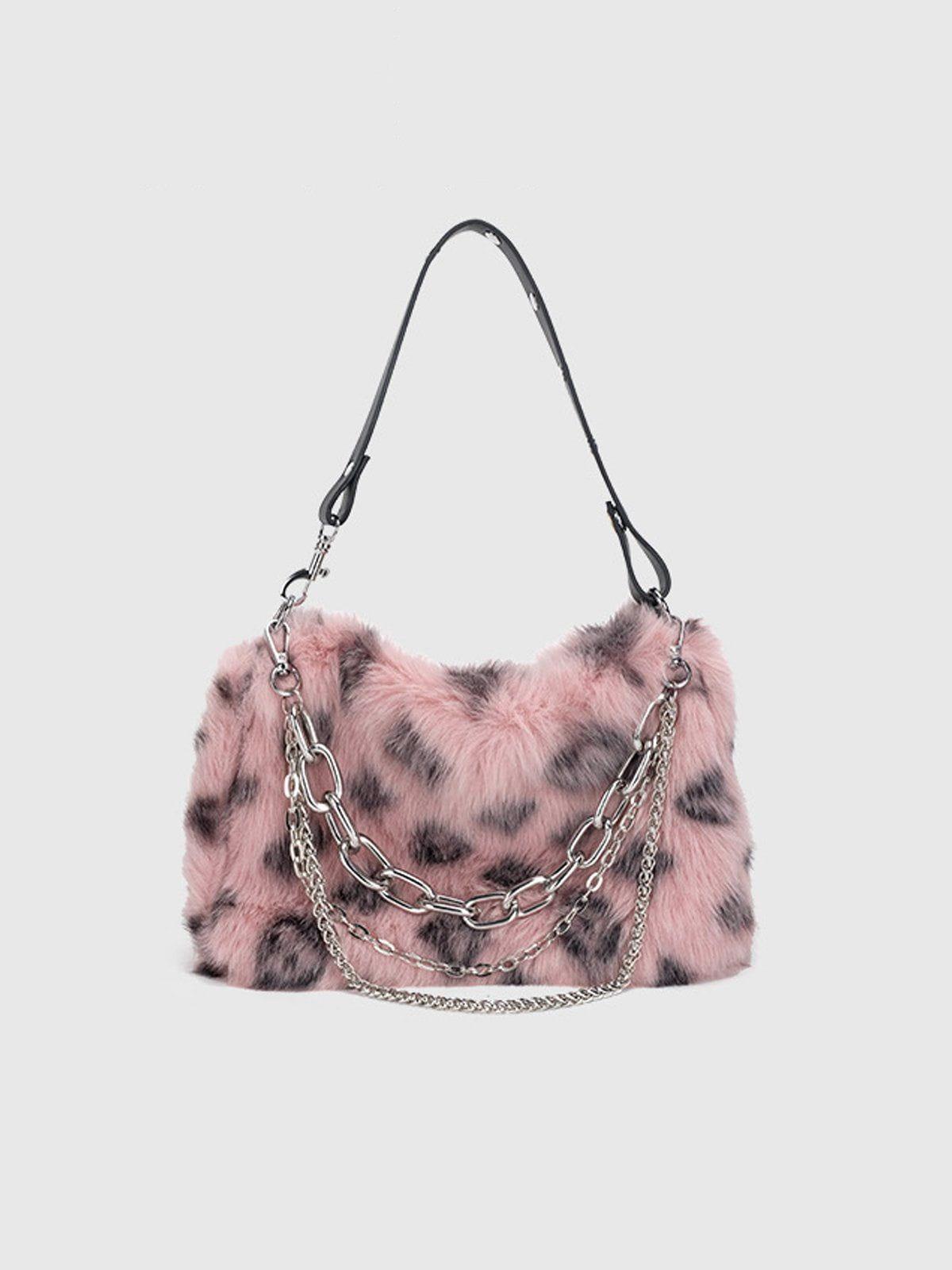 TALISHKO Leopard Fleece Chain Bag