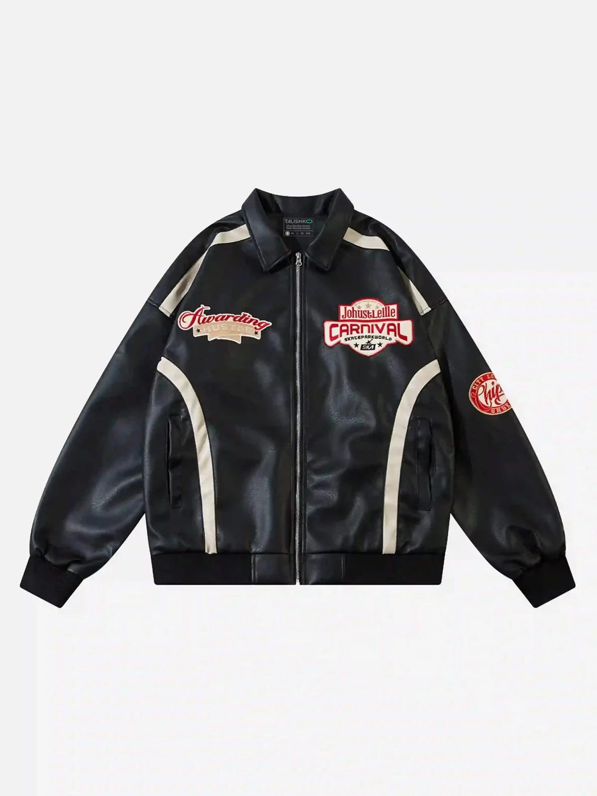 TALISHKO American Retro Patchwork Motorcycle Jacket