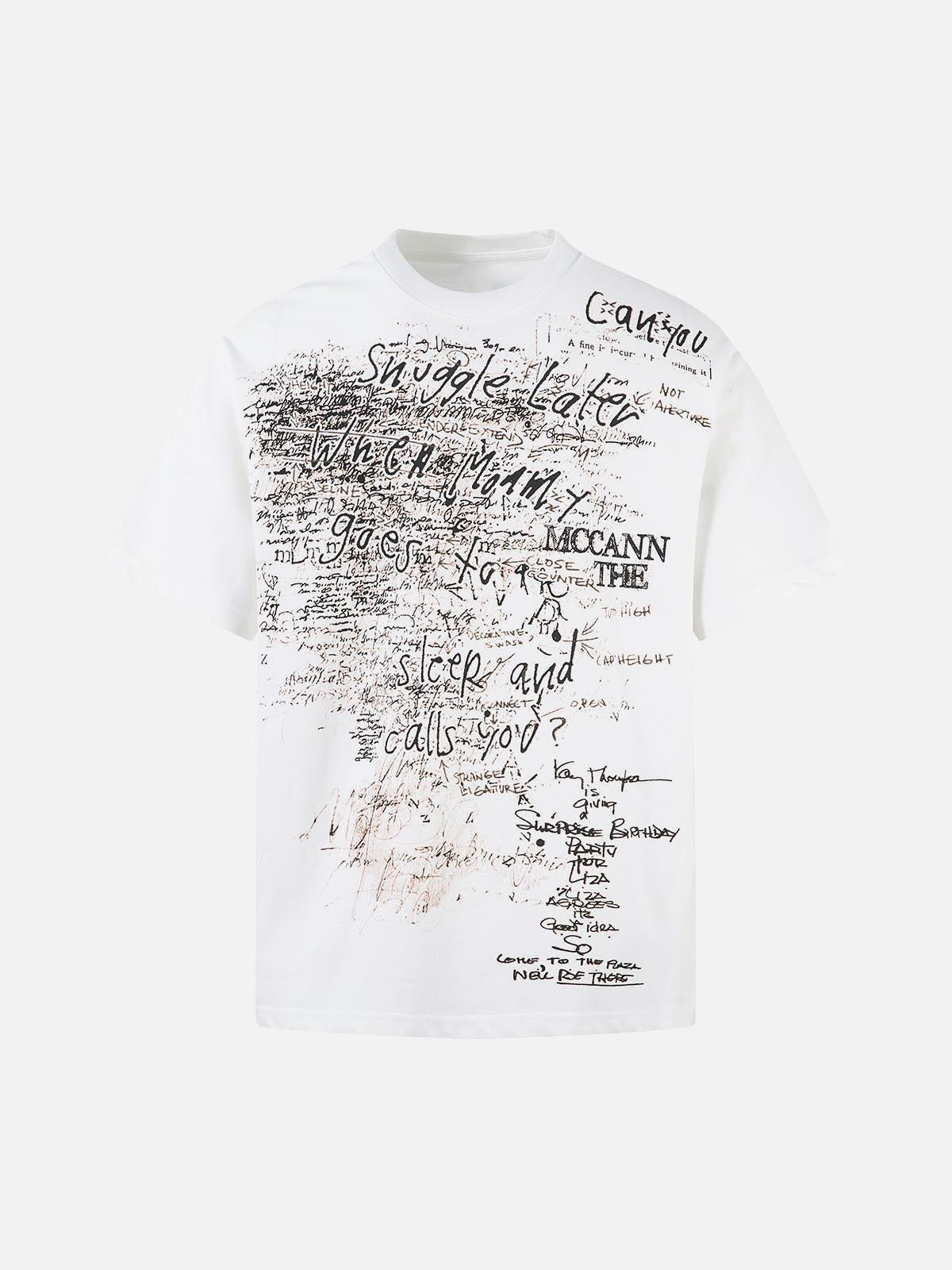 TALISHKO Graffiti Letter Print Oversized T-Shirt