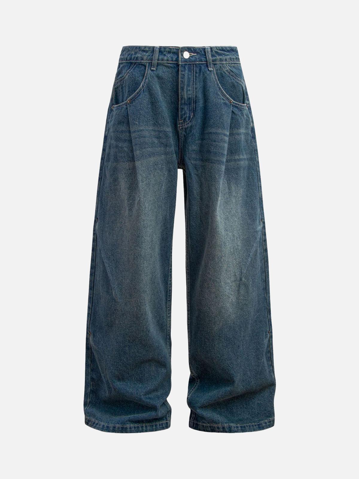 TALISHKO Washed Distressed Double Pleat Jeans