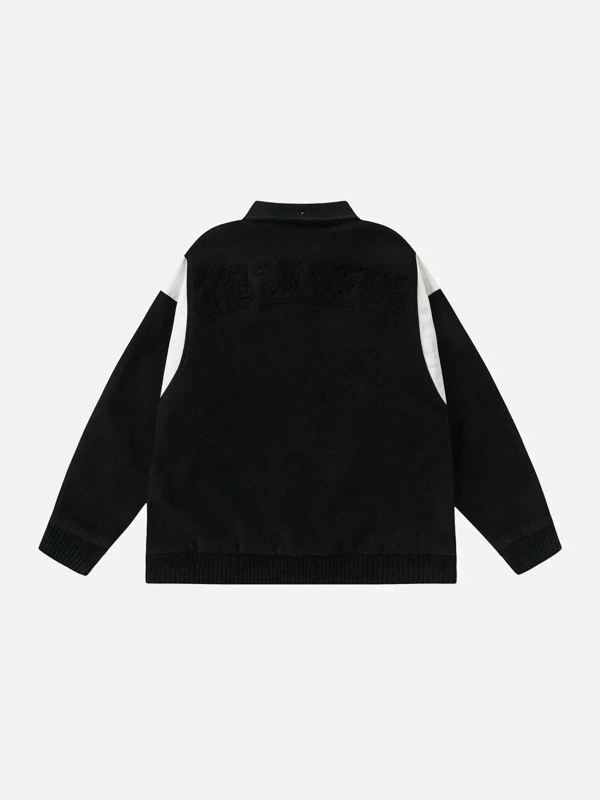 TALISHKO Flocking Letters Tweed Varsity Jacket