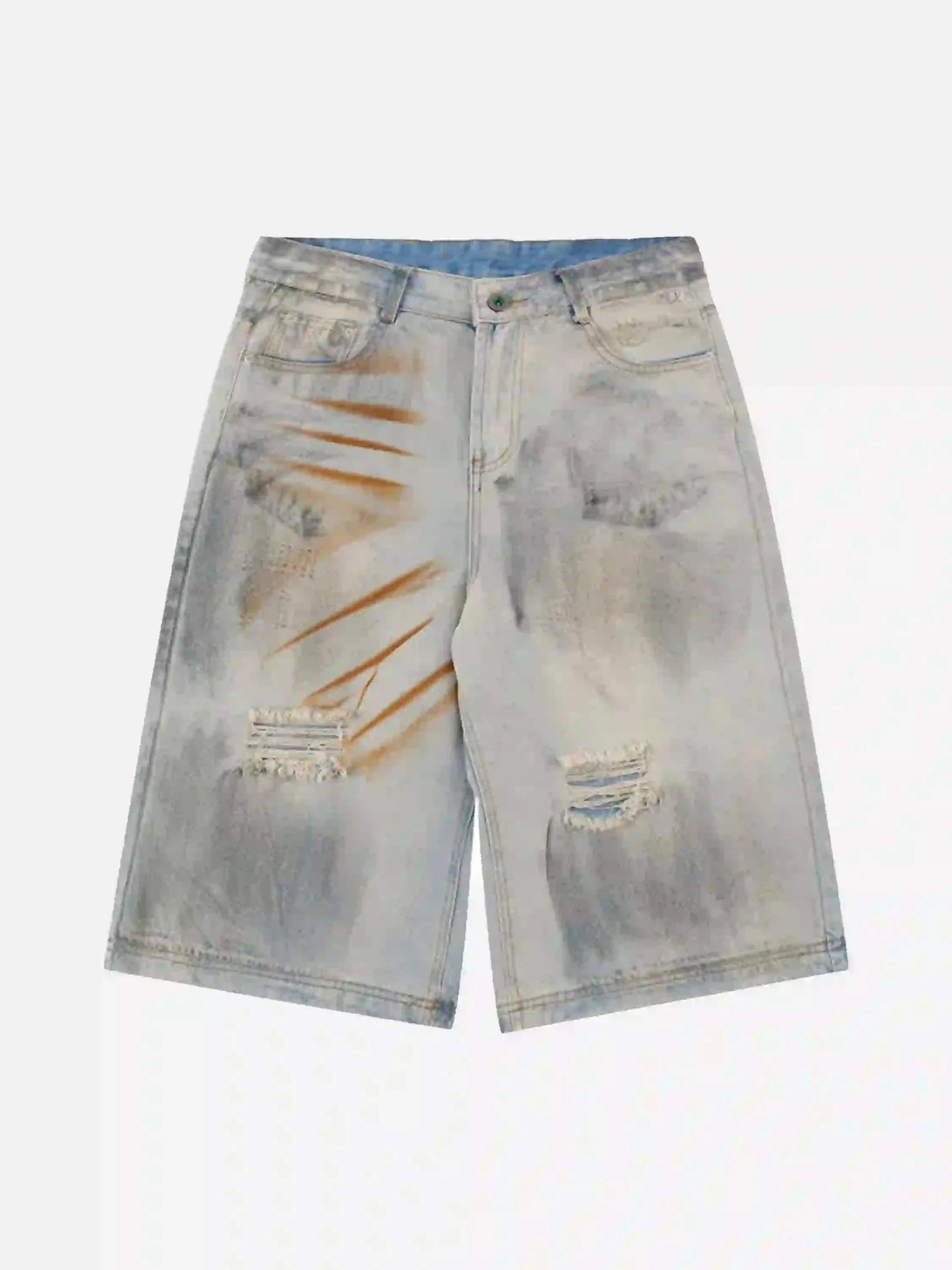 TALISHKO High Street Yellow Mud Dyed Denim Shorts