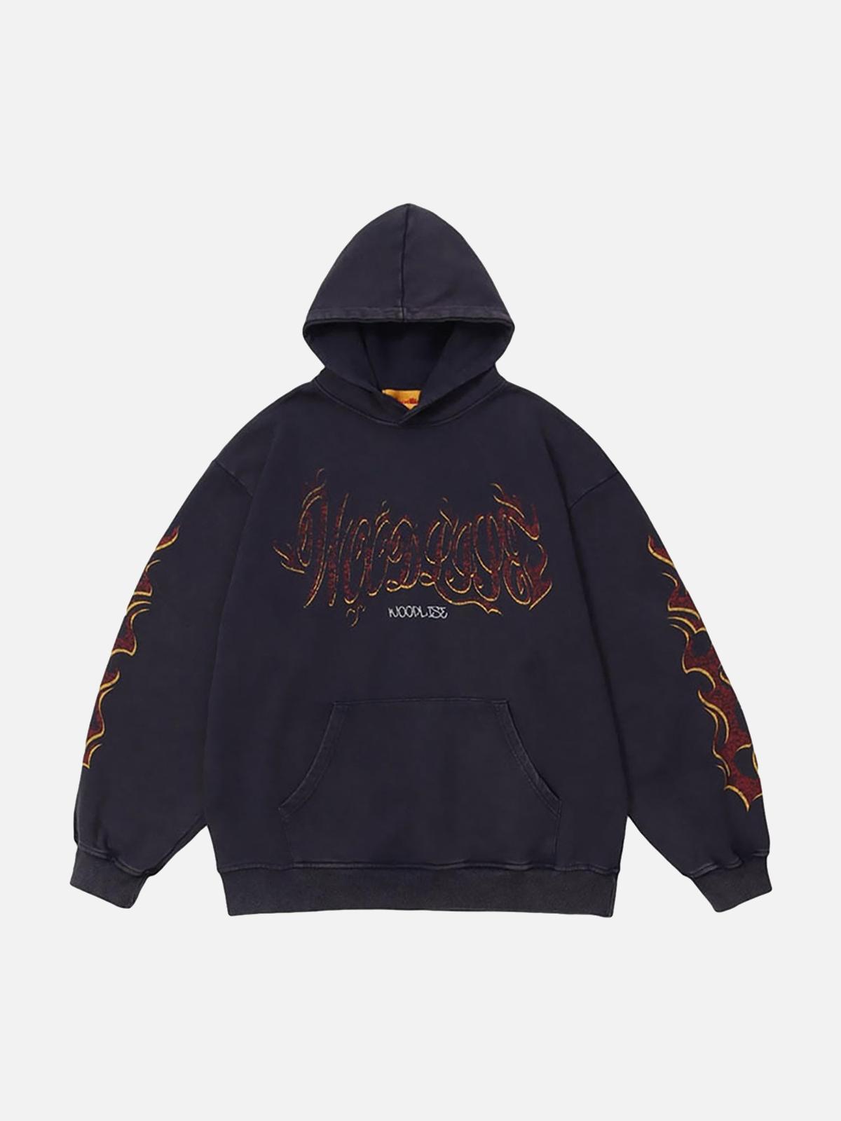 TALISHKO Flame Letter Washed Hoodie