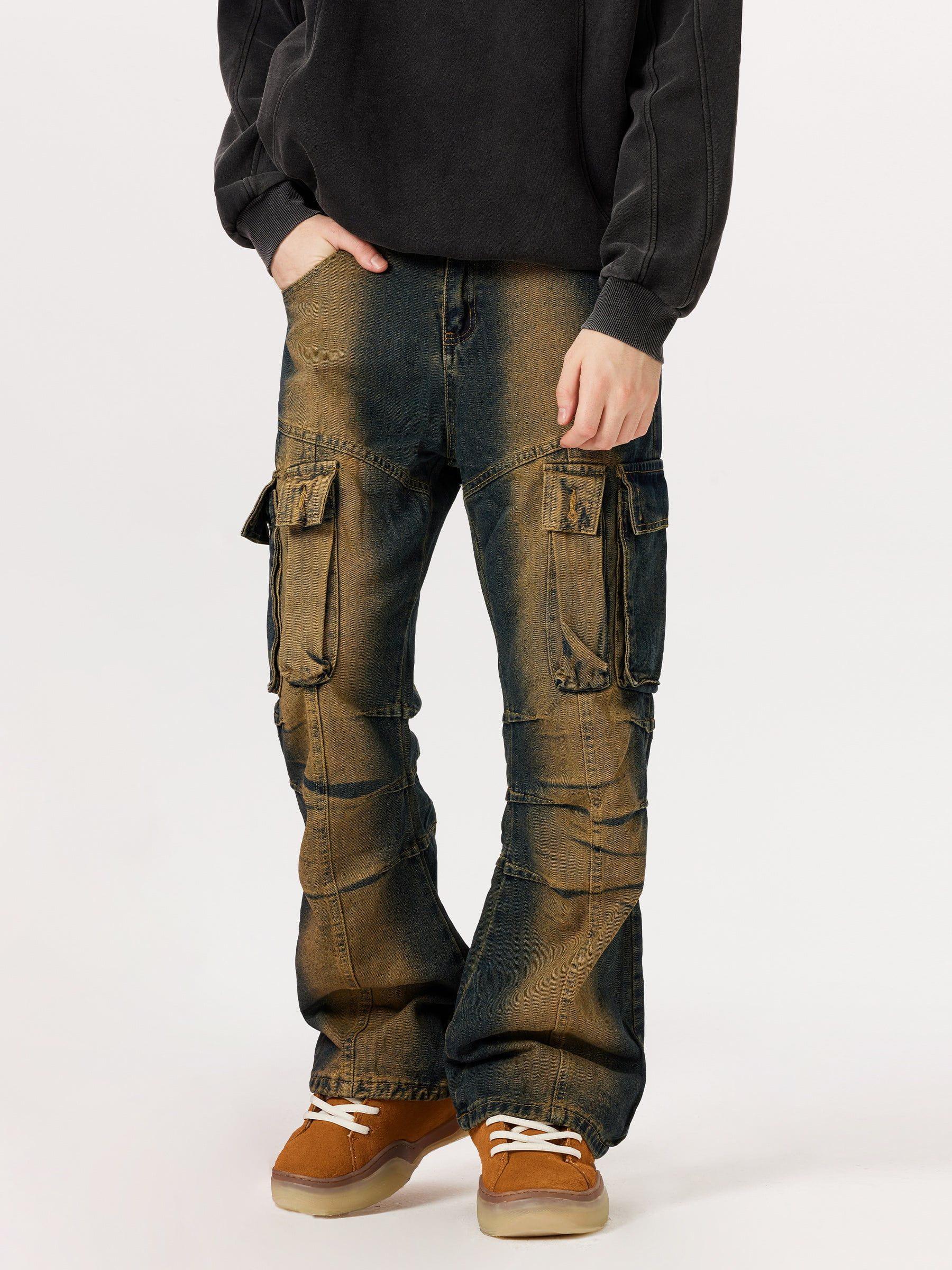 TALISHKO Multi Pocket Washed Cargo Jeans