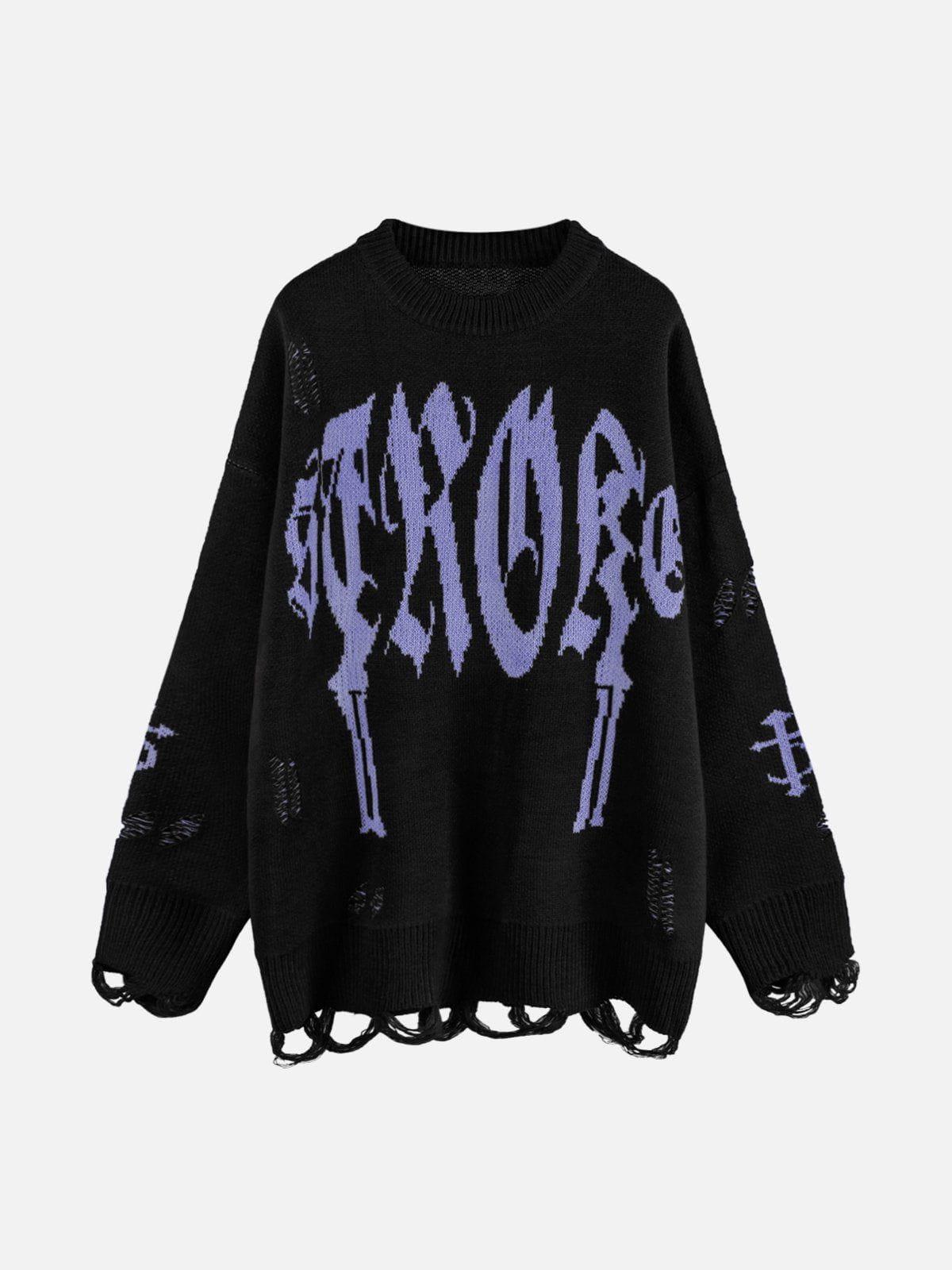 TALISHKO Vintage Gothic Ripped Sweater