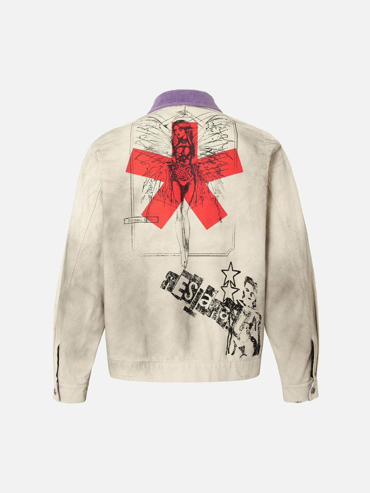 TALISHKO Retro Badge Dirty Dye Detroit Jacket