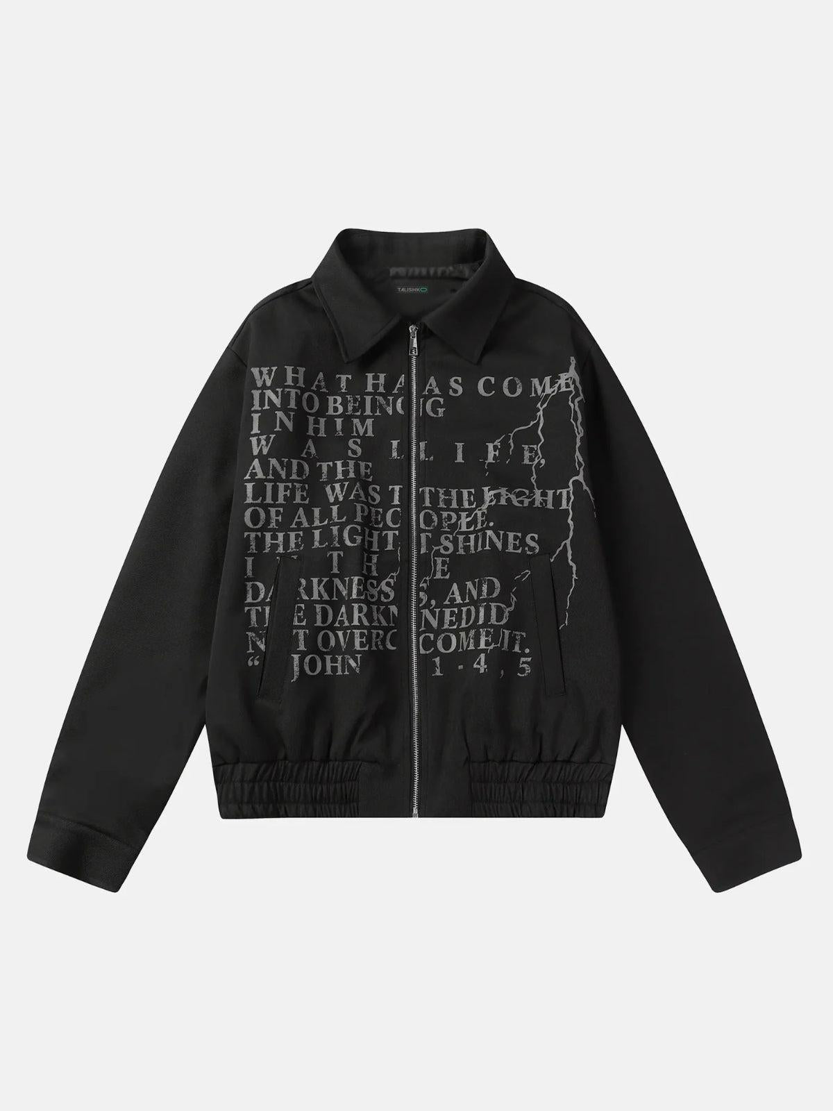 TALISHKO American Retro Distressed Letter Print Jacket