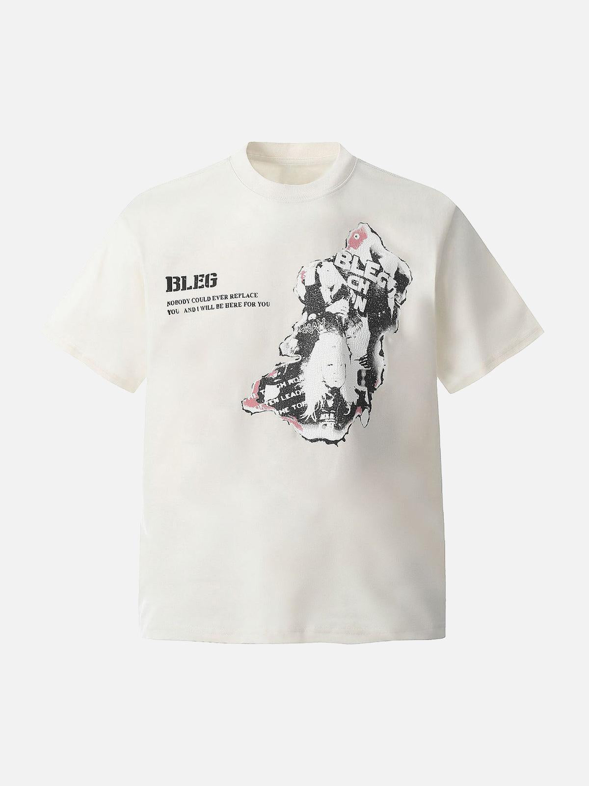 TALISHKO Street Hip-Hop Portrait Print T-Shirt