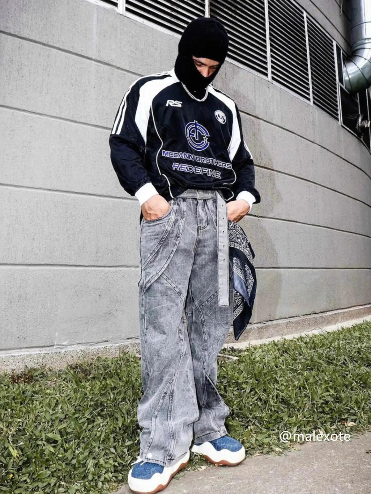 TALISHKO Distressed Punk Jeans With Metal Belt