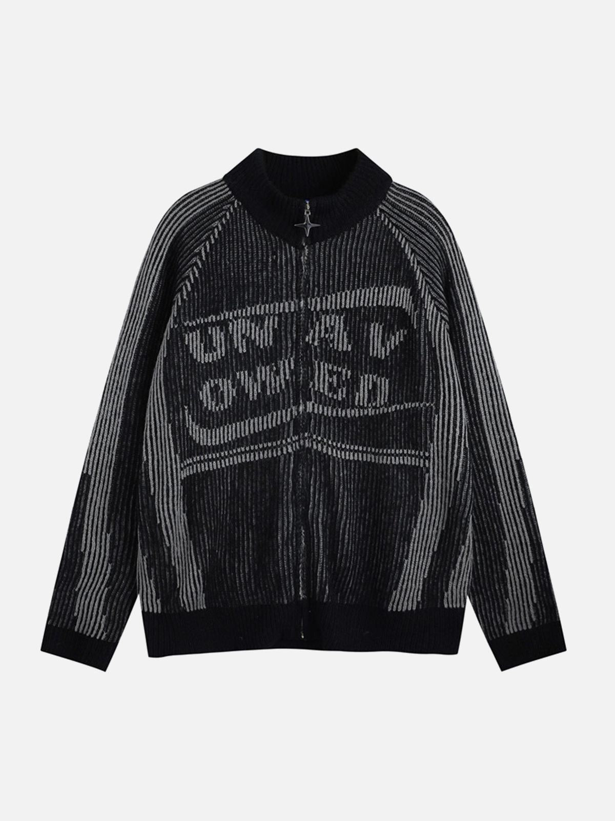 TALISHKO Stand Collar Cardigan Zip Up Sweater
