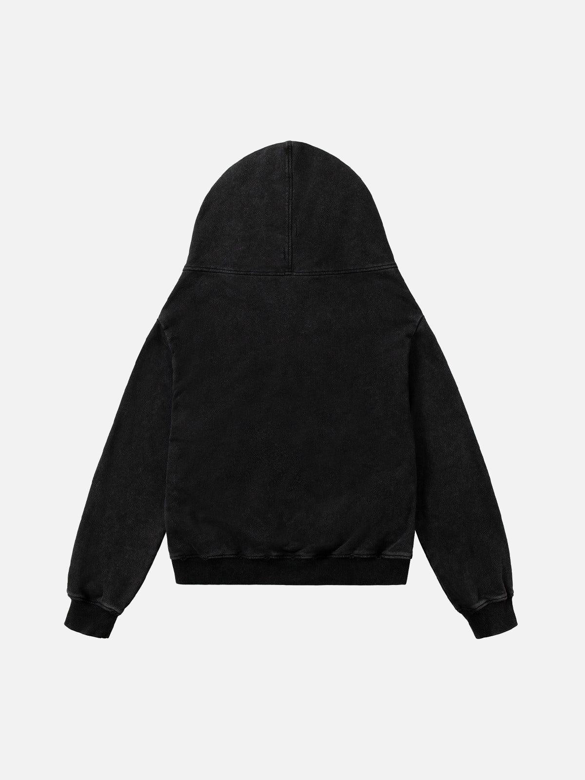 TALISHKO Washed Star Print Full Zipper Hoodie
