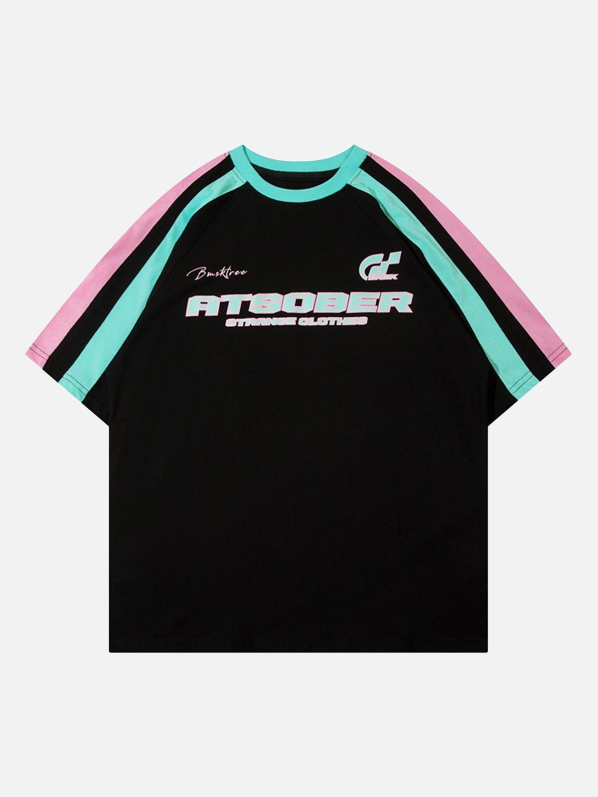 TALISHKO Sports Style Color-Blocked Splicing T-Shirt