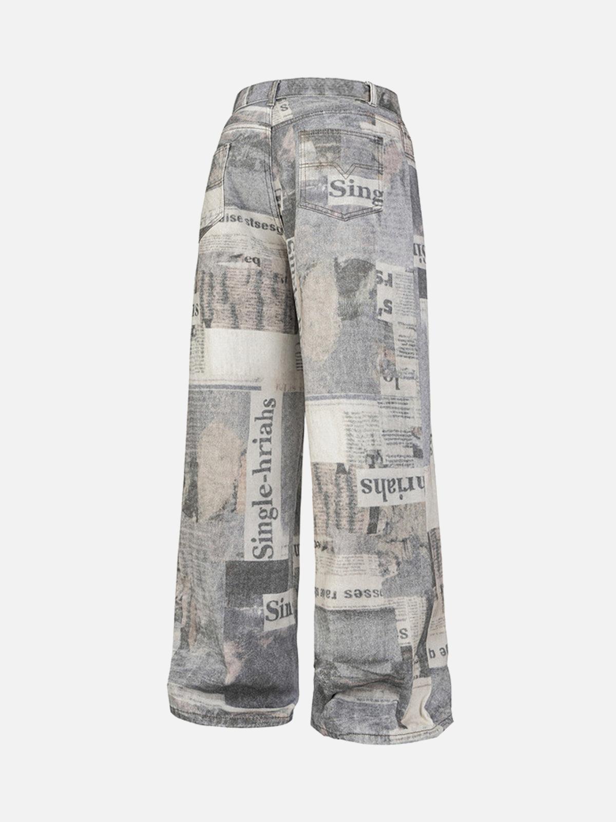 TALISHKO Graffiti Newspaper Baggy Jeans