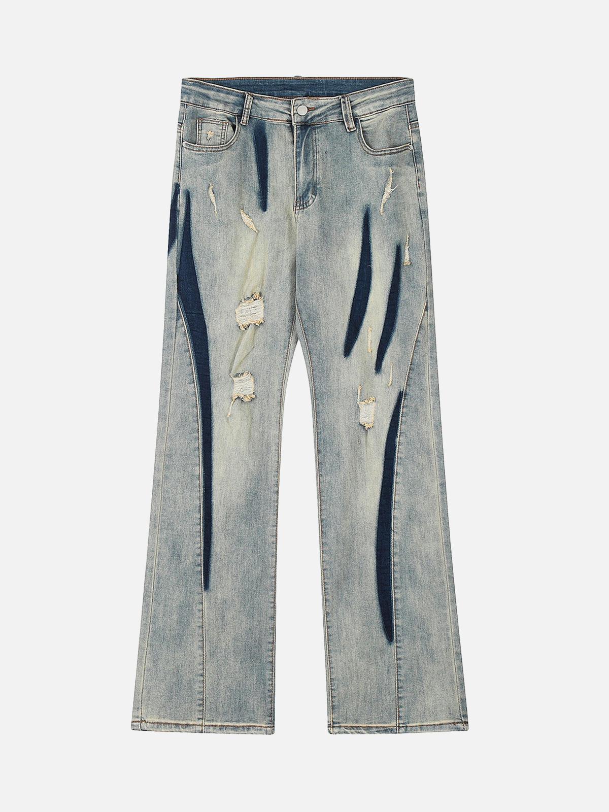 TALISHKO Vintage Washed Split Structure Hip-Hop Jeans