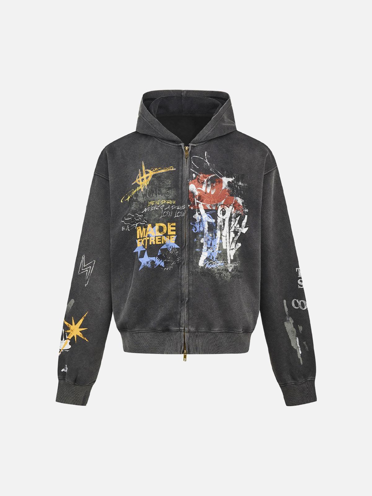 TALISHKO Graffiti Print Streetstyle Cardigan