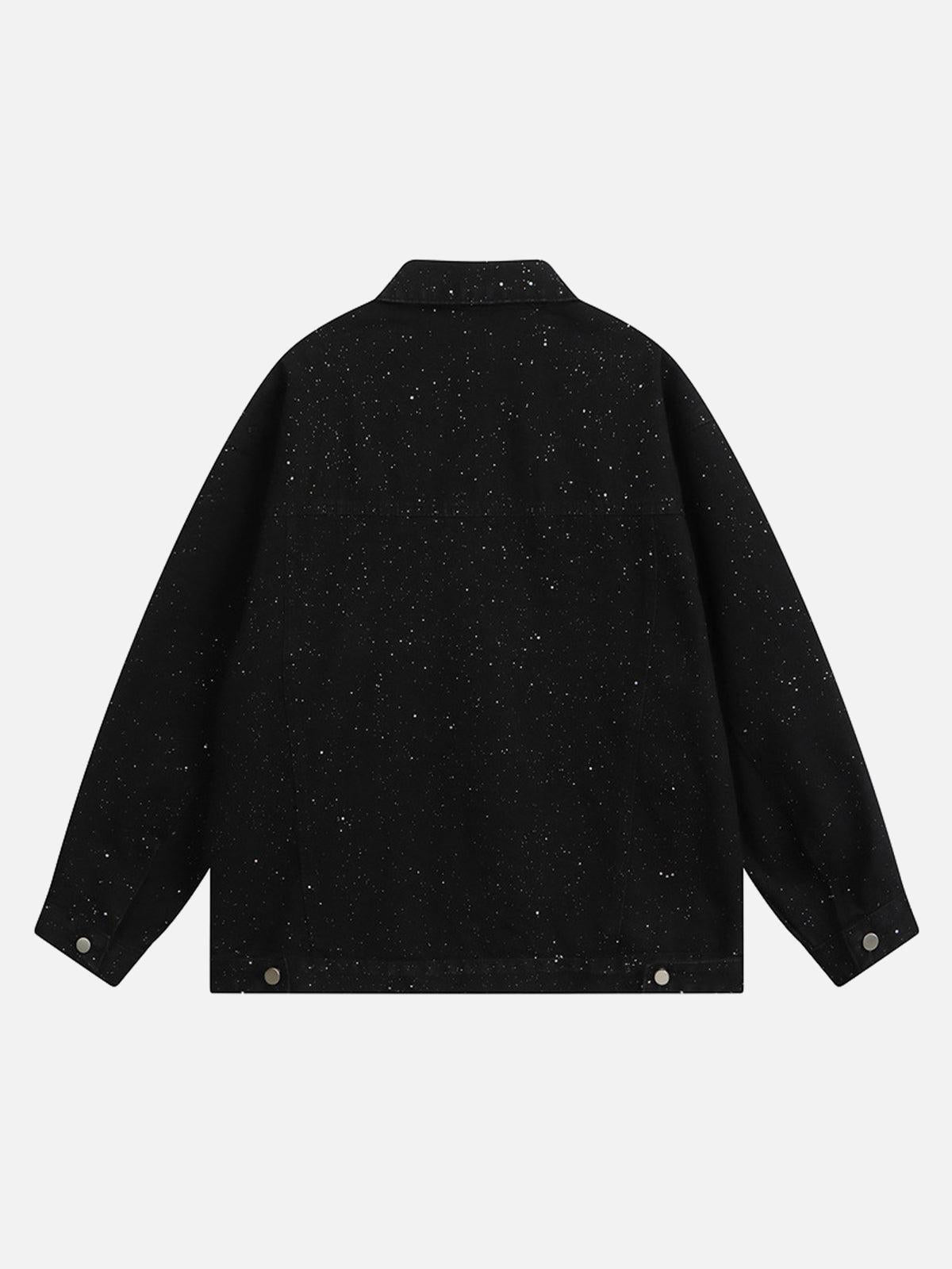 TALISHKO Distressed Sequin Design Denim Jacket