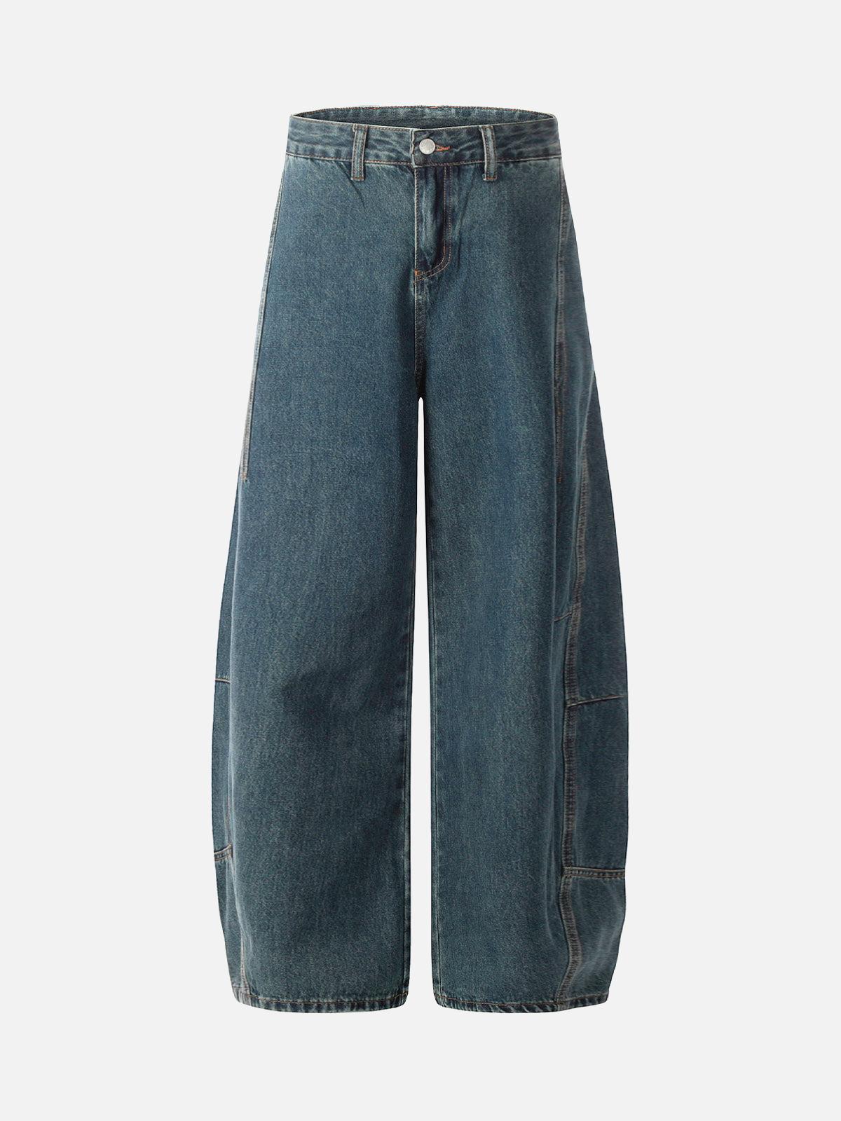 TALISHKO Washed Deconstructed Split Scimitar Baggy Barrel Jeans