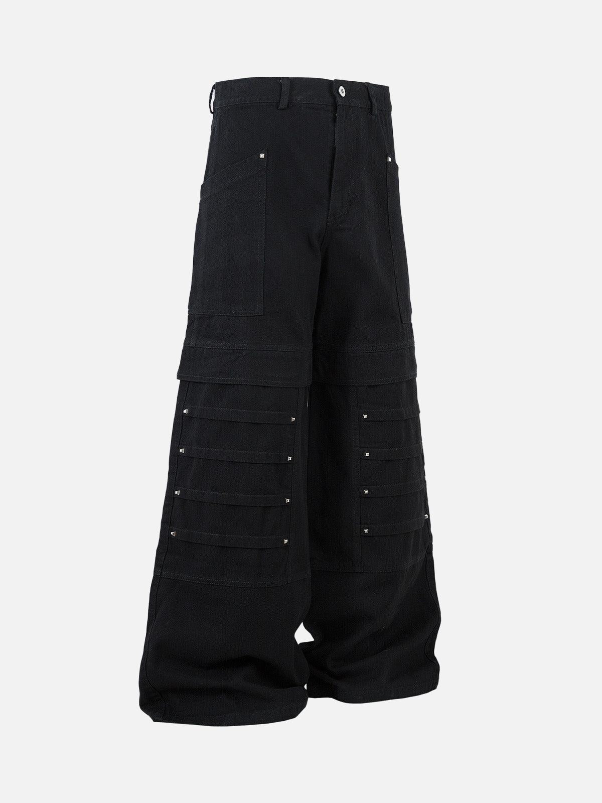 TALISHKO Deconstructed Split Rivet Cargo Jeans