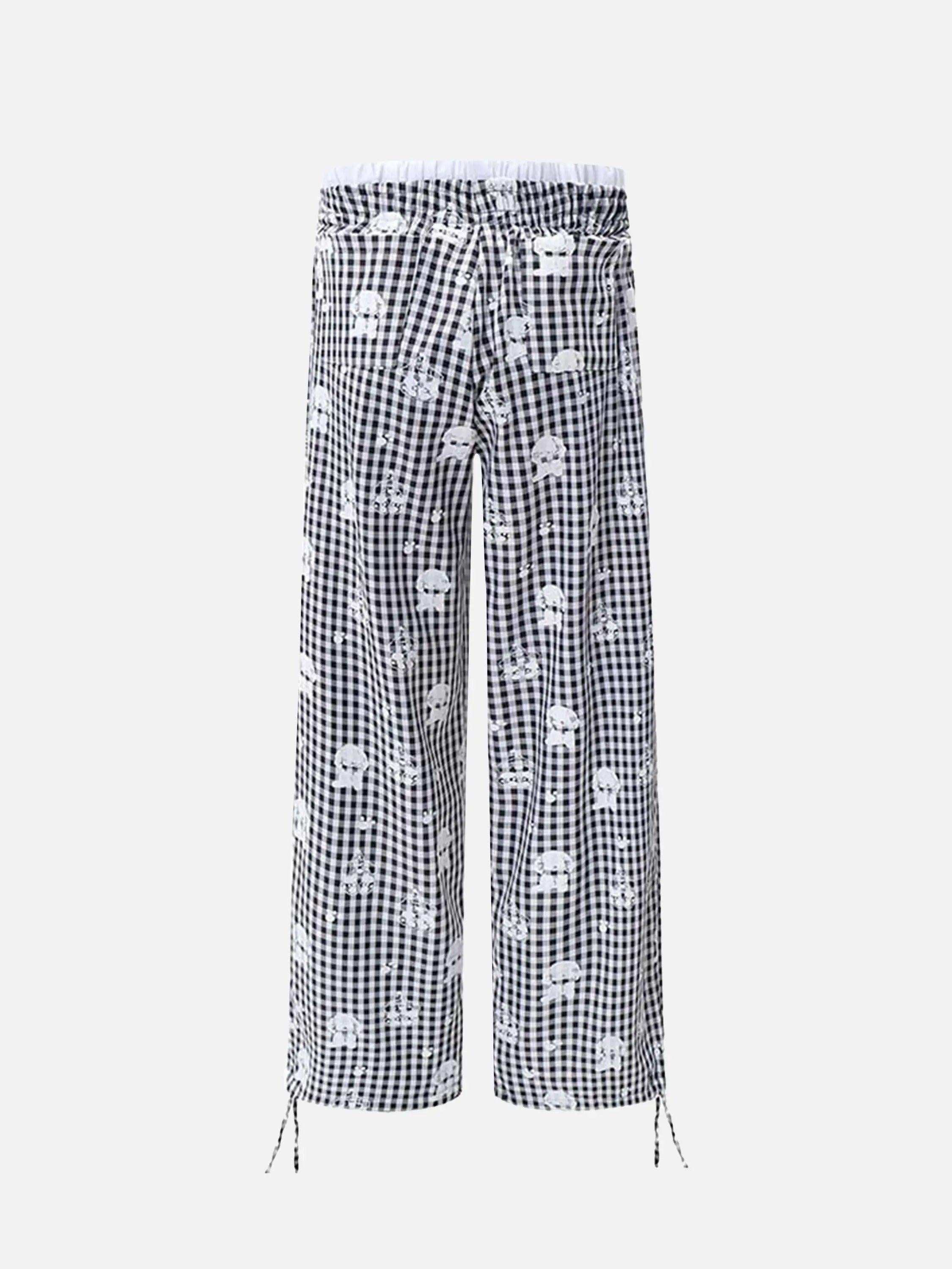 TALISHKO Fake Two-Piece Print Plaid Sweatpants
