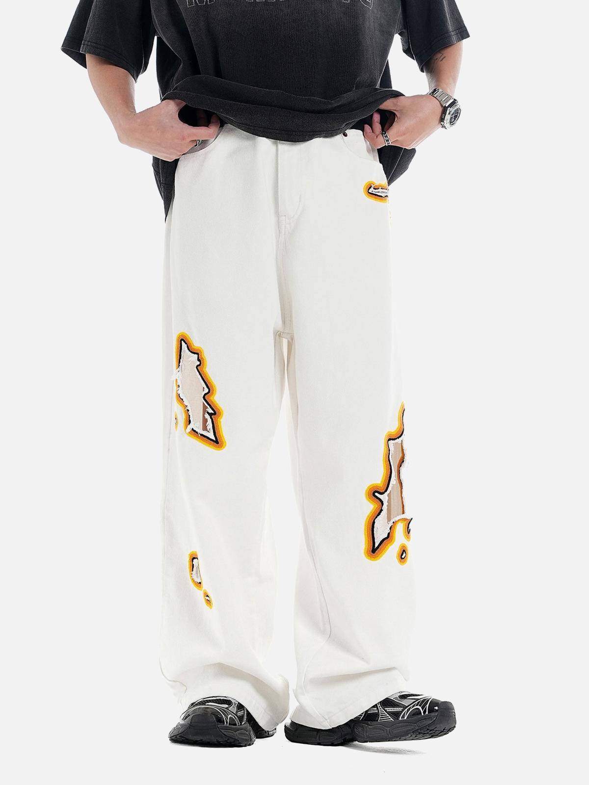 TALISHKO Street Flame Towel Embroidered Jeans