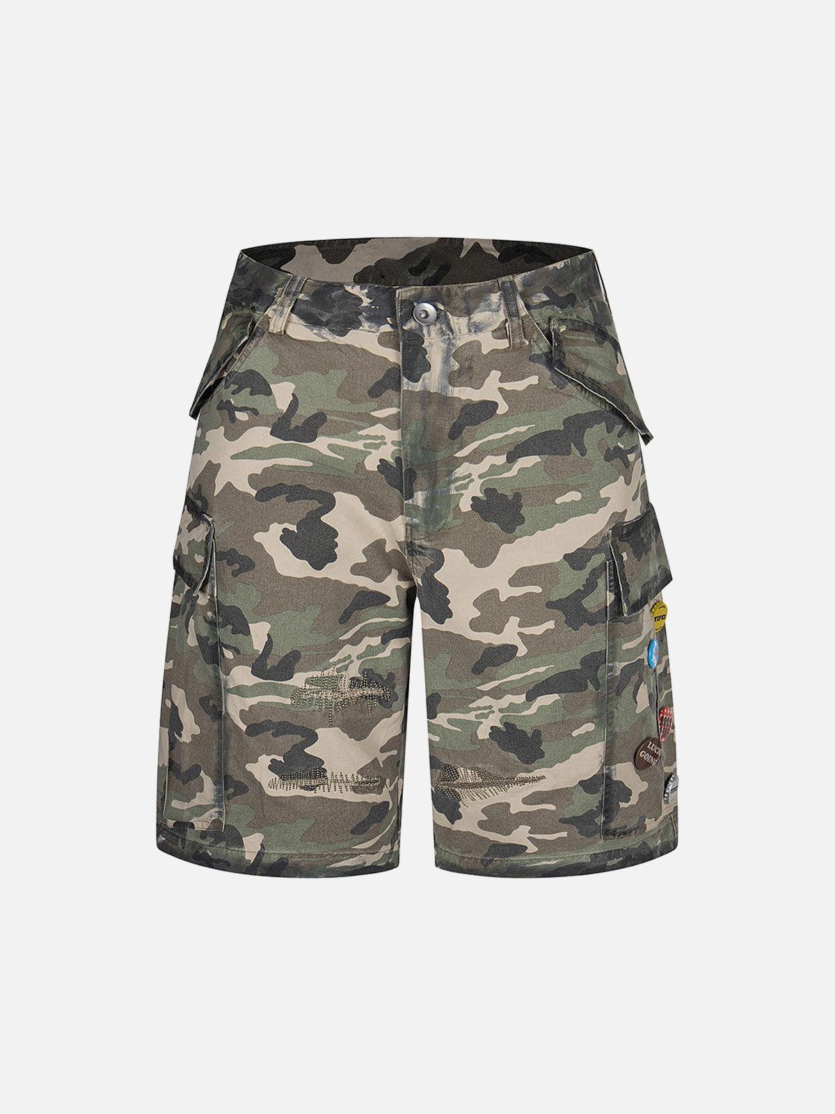 TALISHKO Camouflage Badge Cargo Shorts