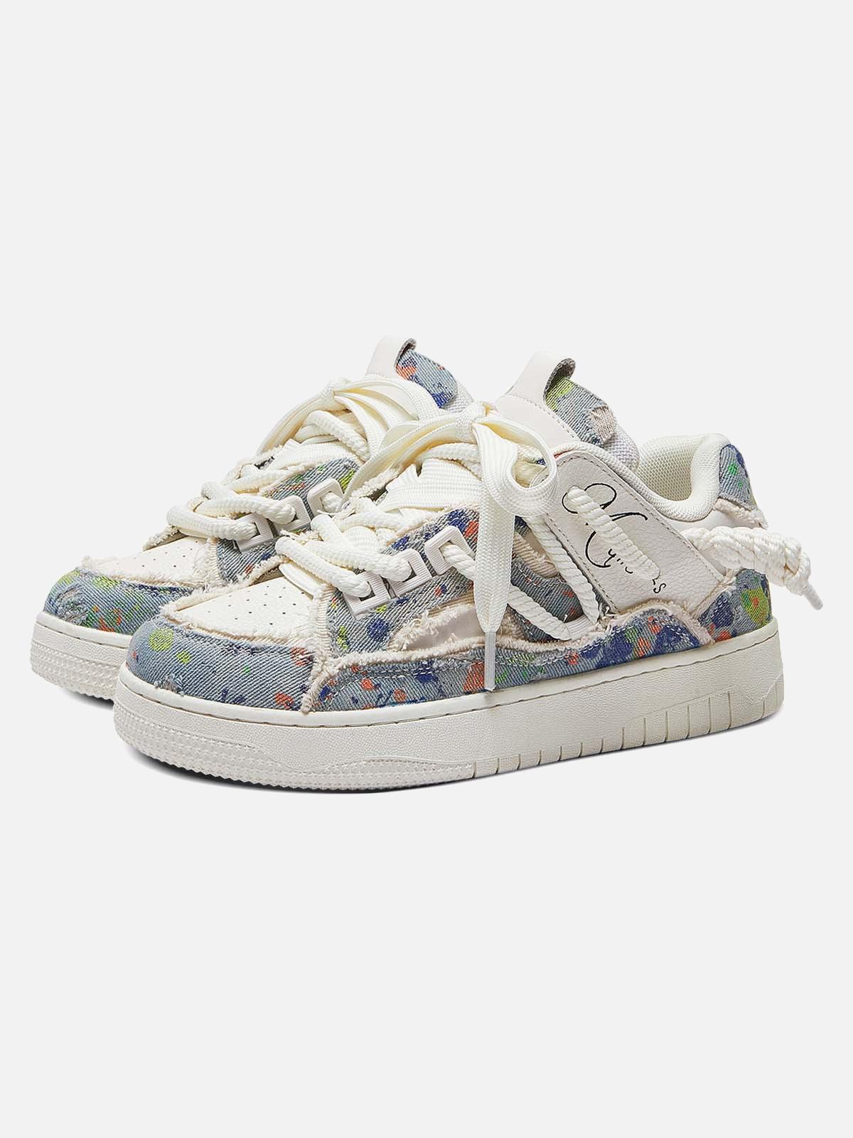 TALISHKO Destruction Series Tassel Contrast Color Sneakers