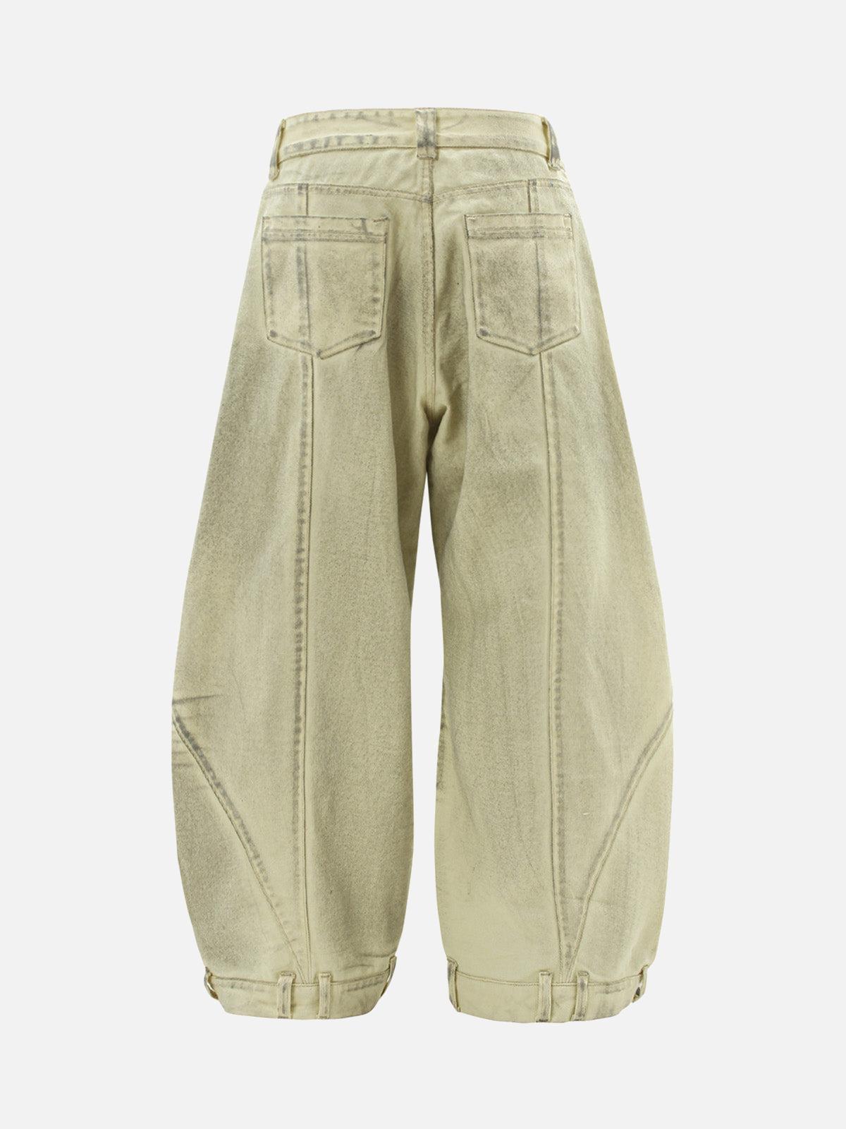 TALISHKO Washed Distressed Detachable Scarf Barrel Jeans