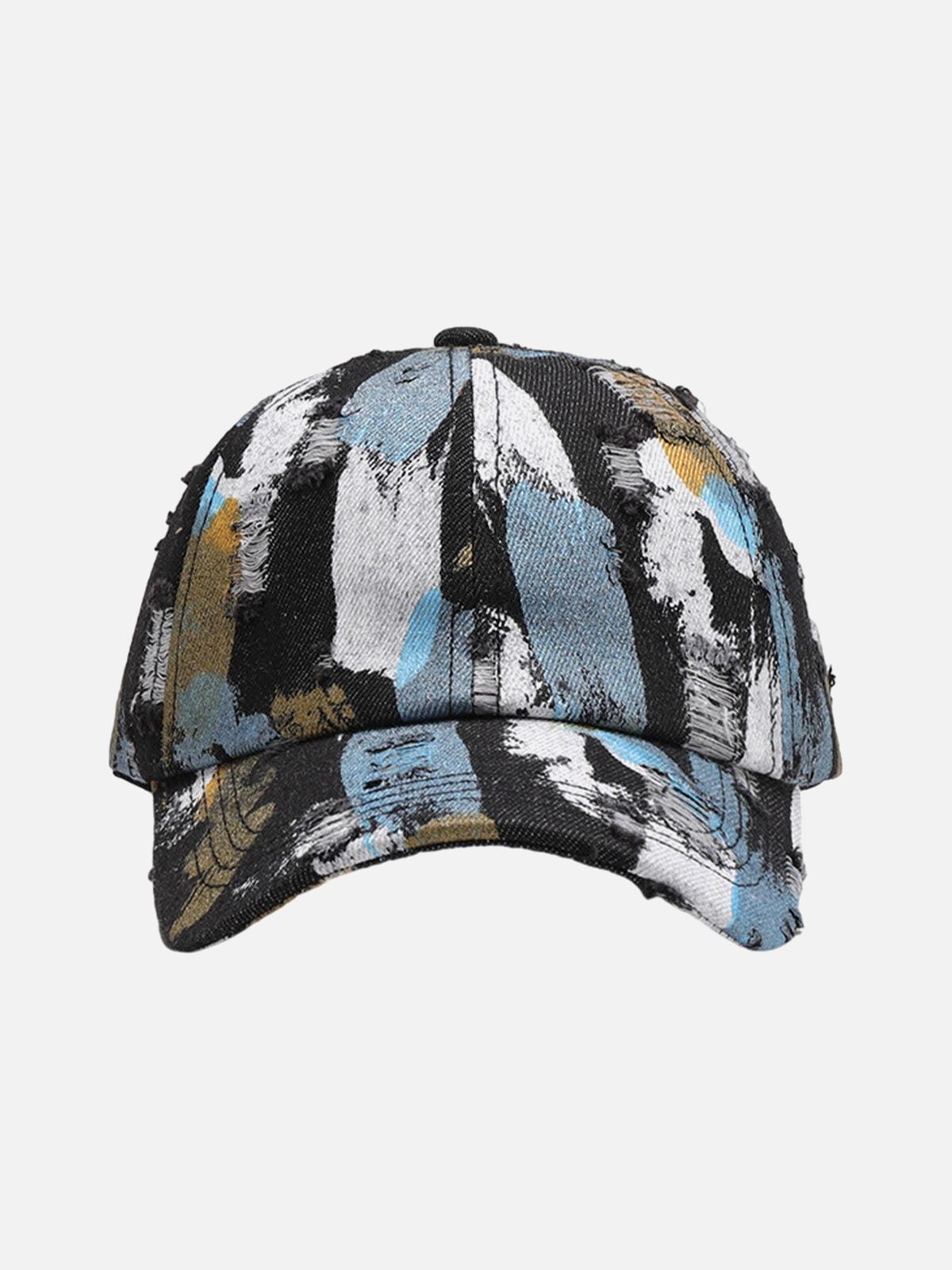 TALISHKO Distressed Abstract Print Baseball Cap