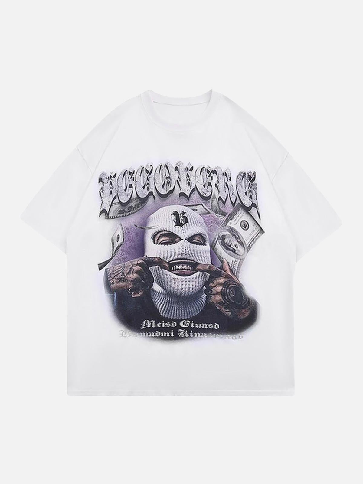 TALISHKO Masked Gangster Portrait Printed T-Shirt