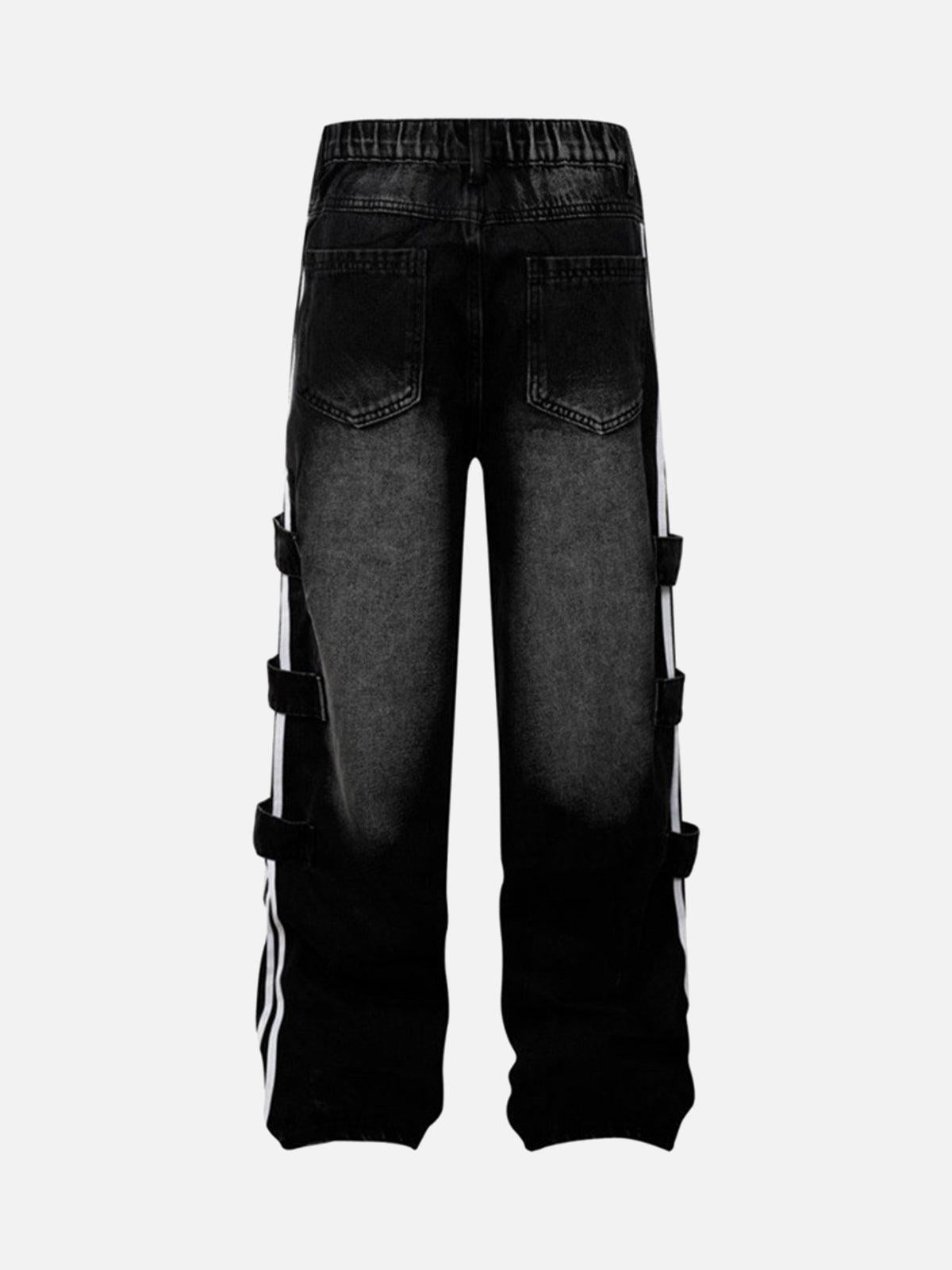 TALISHKO Street Stripe Paneled Work Jeans