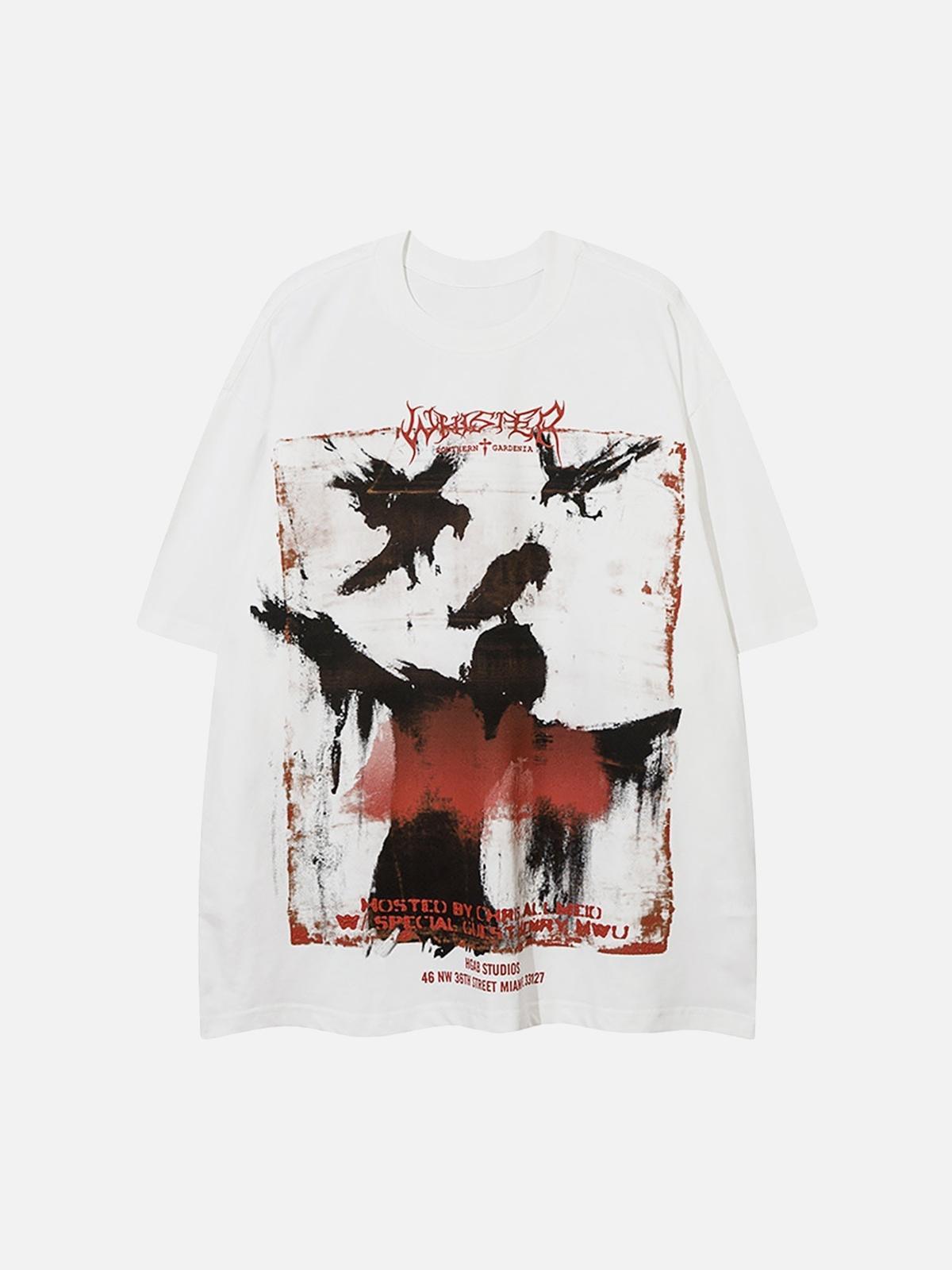 TALISHKO Crow Erosion Shadow Hip-Hop T-Shirt
